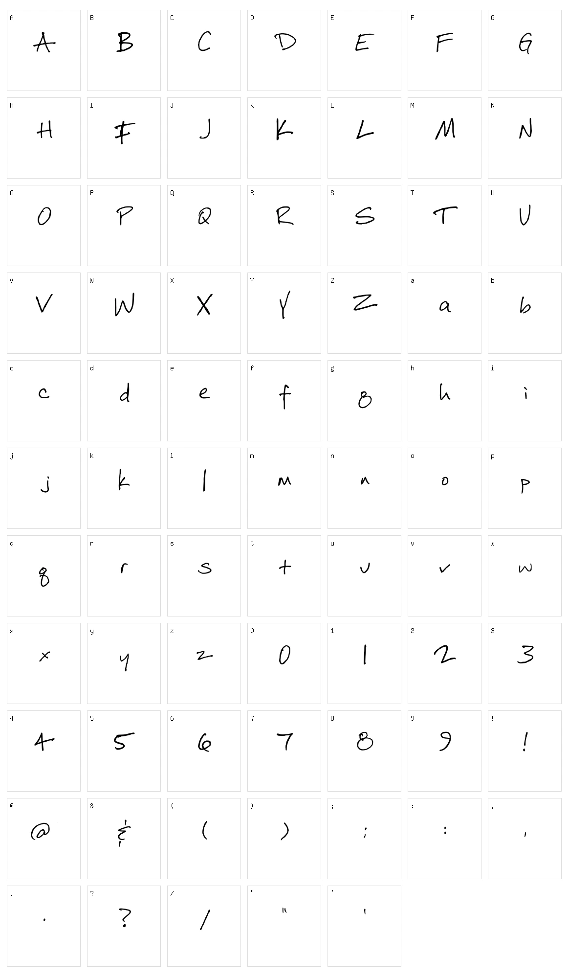 Duncans Hand Character Set