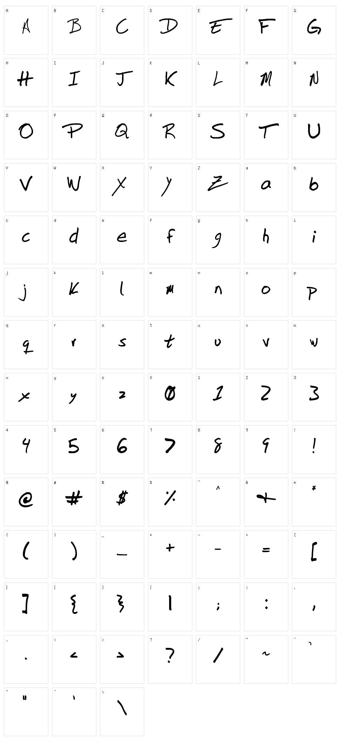 Dunton Writing Character Set