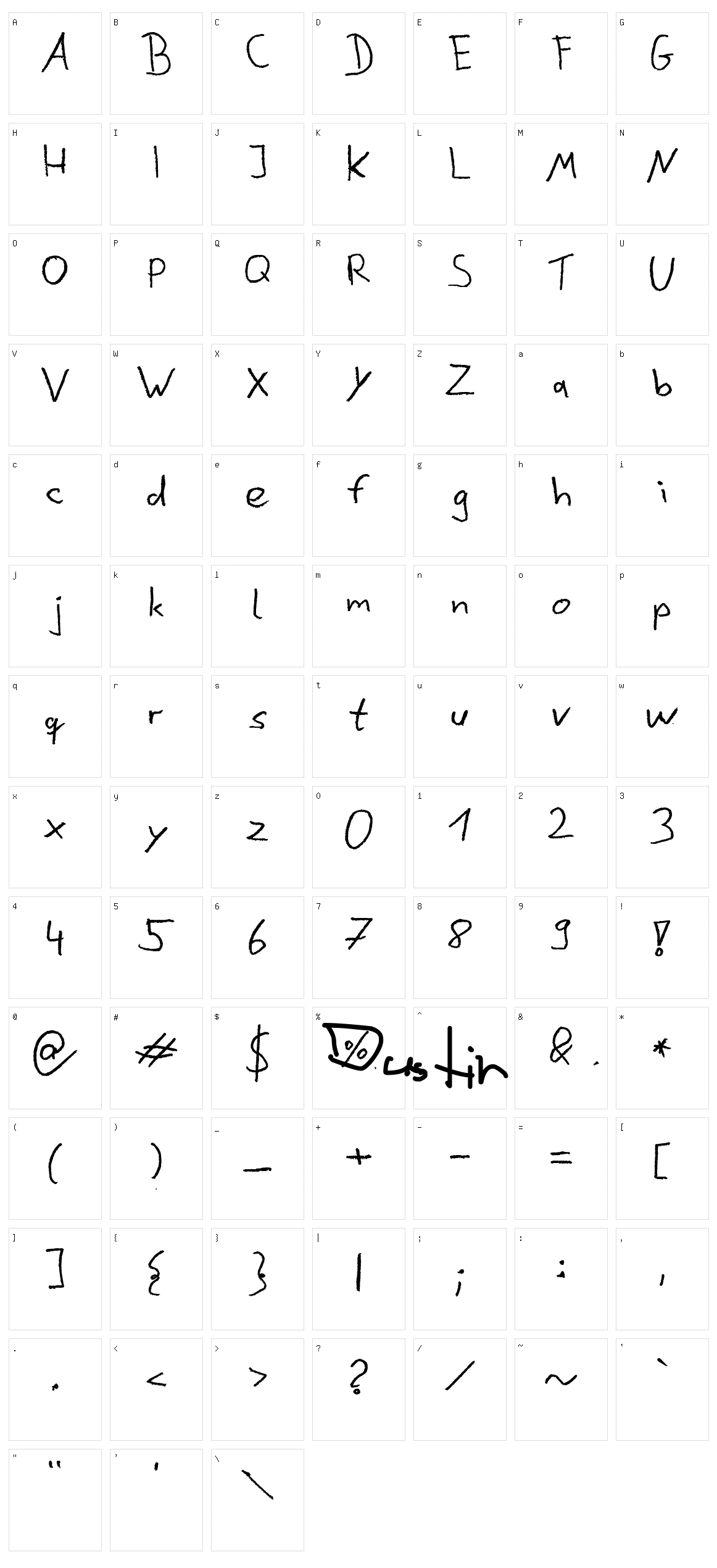 Dustin Character Set