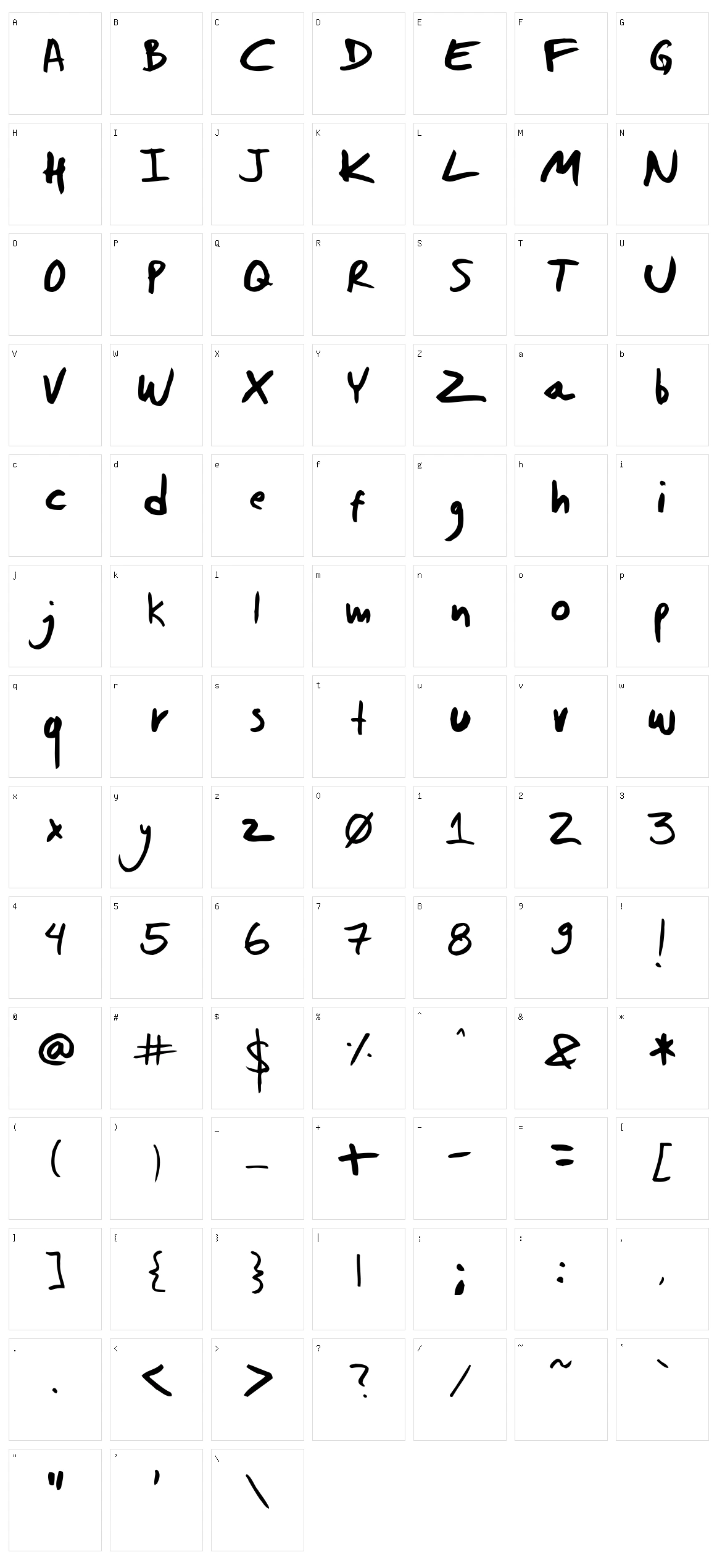 Dwerneck Character Set