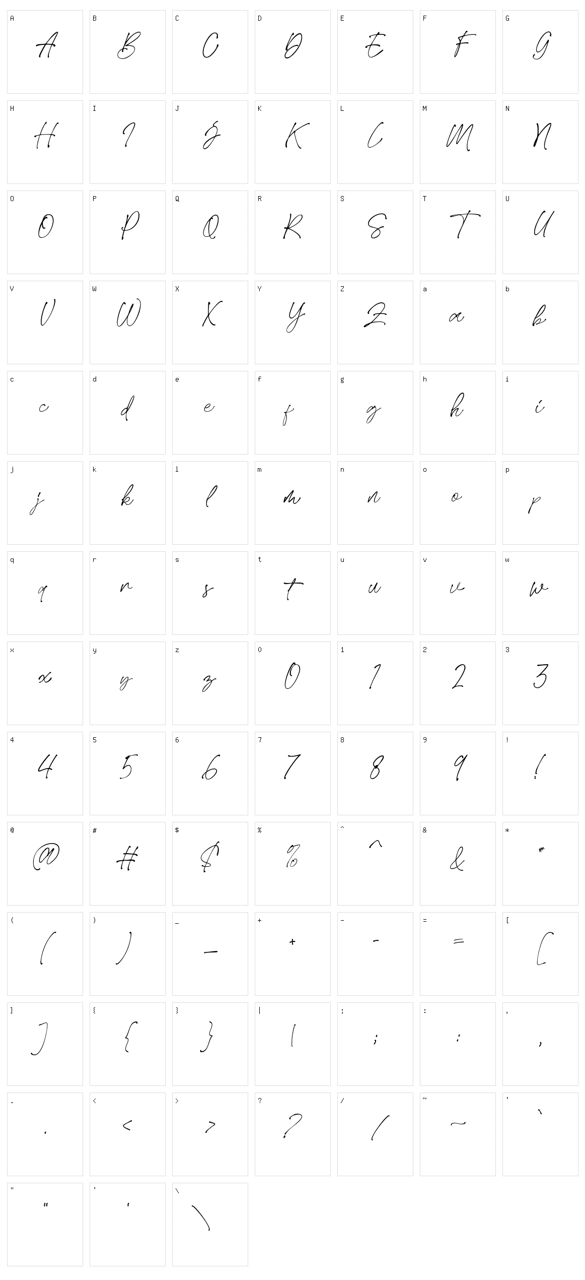 Easthallow Character Set