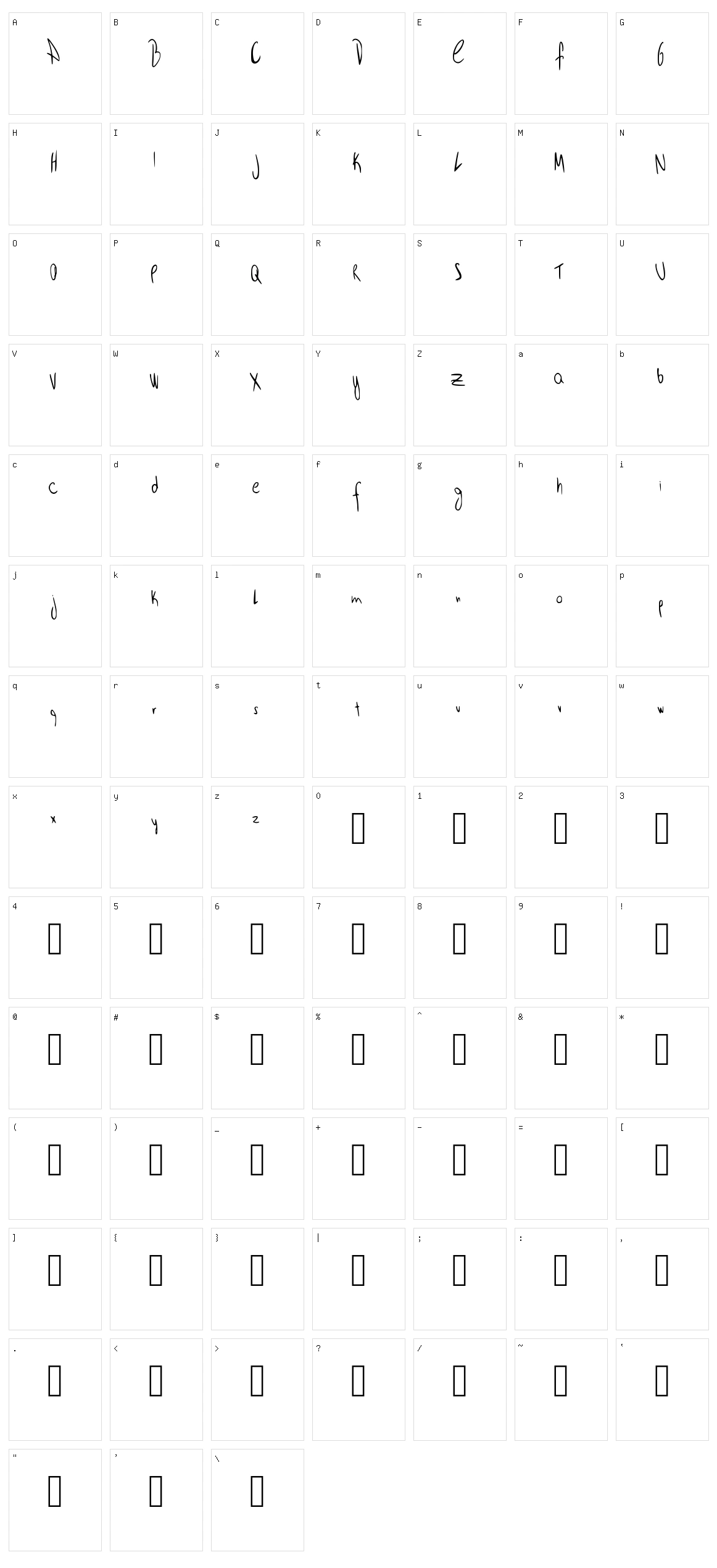 Easy going stroke Character Set