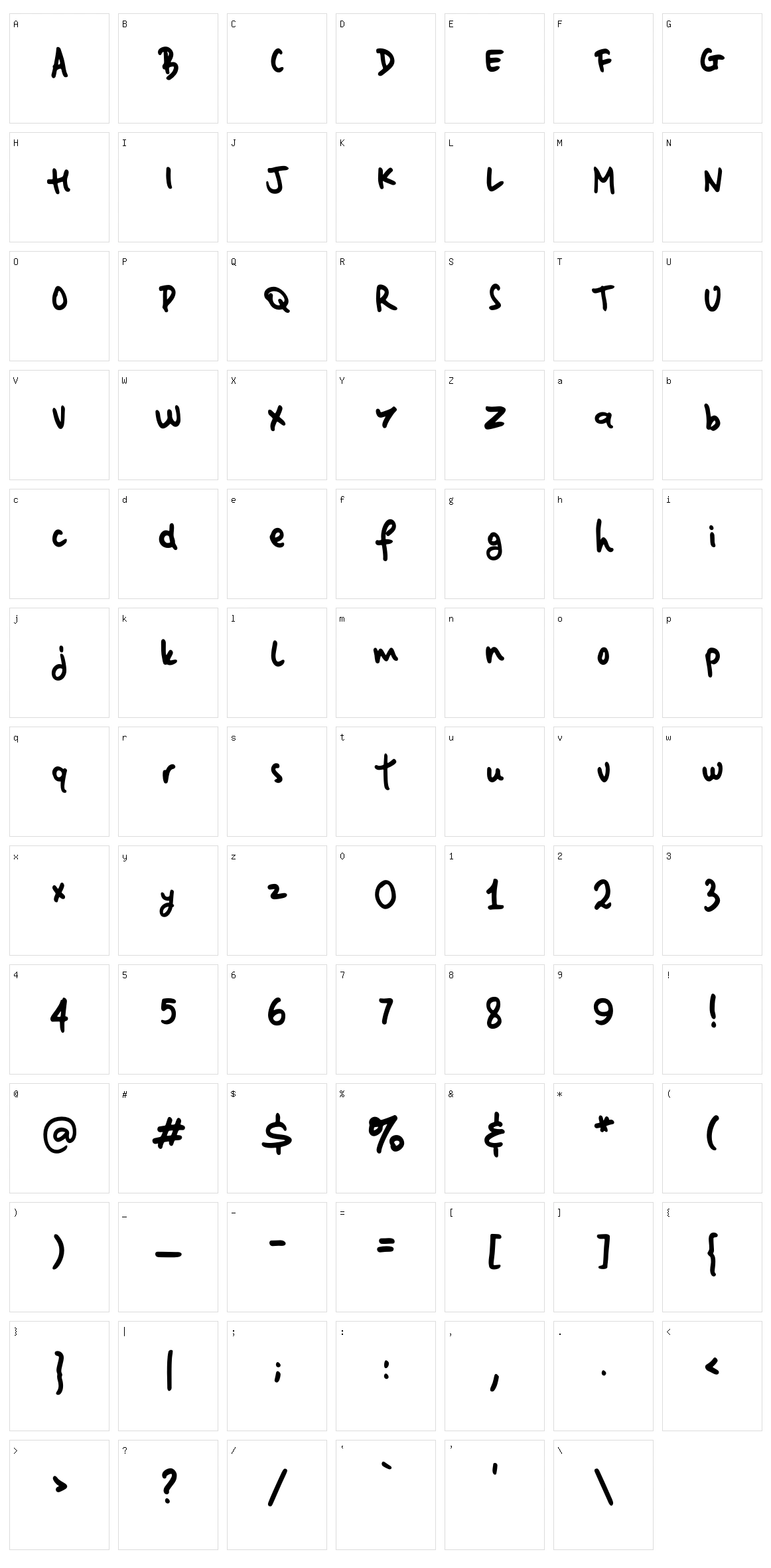 Easy Notes Character Set
