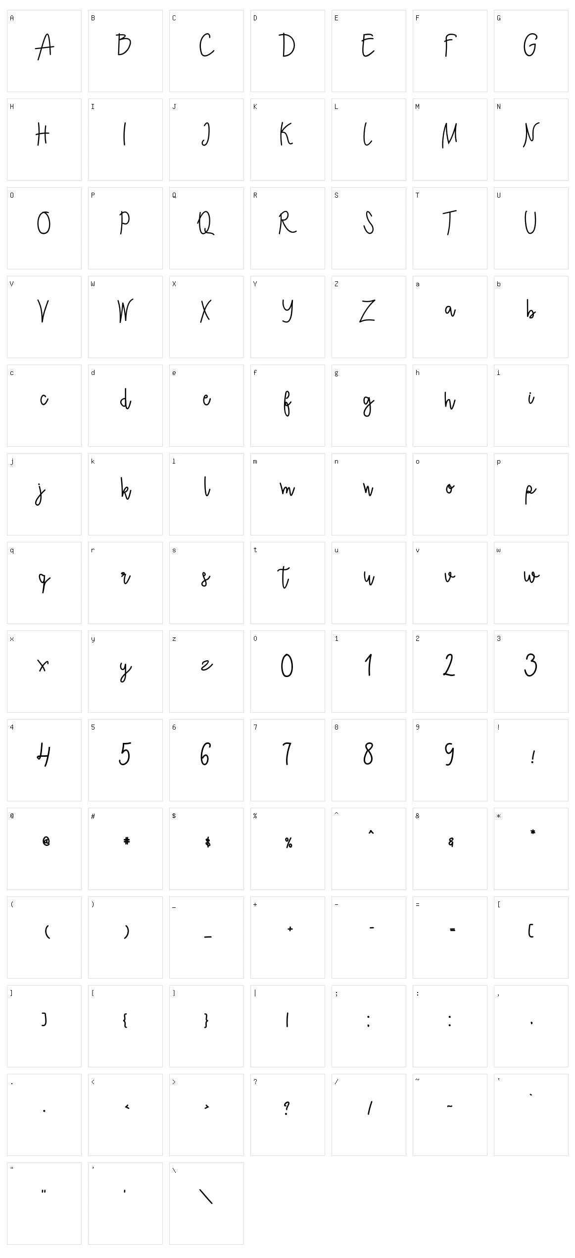 Ecuador Character Set