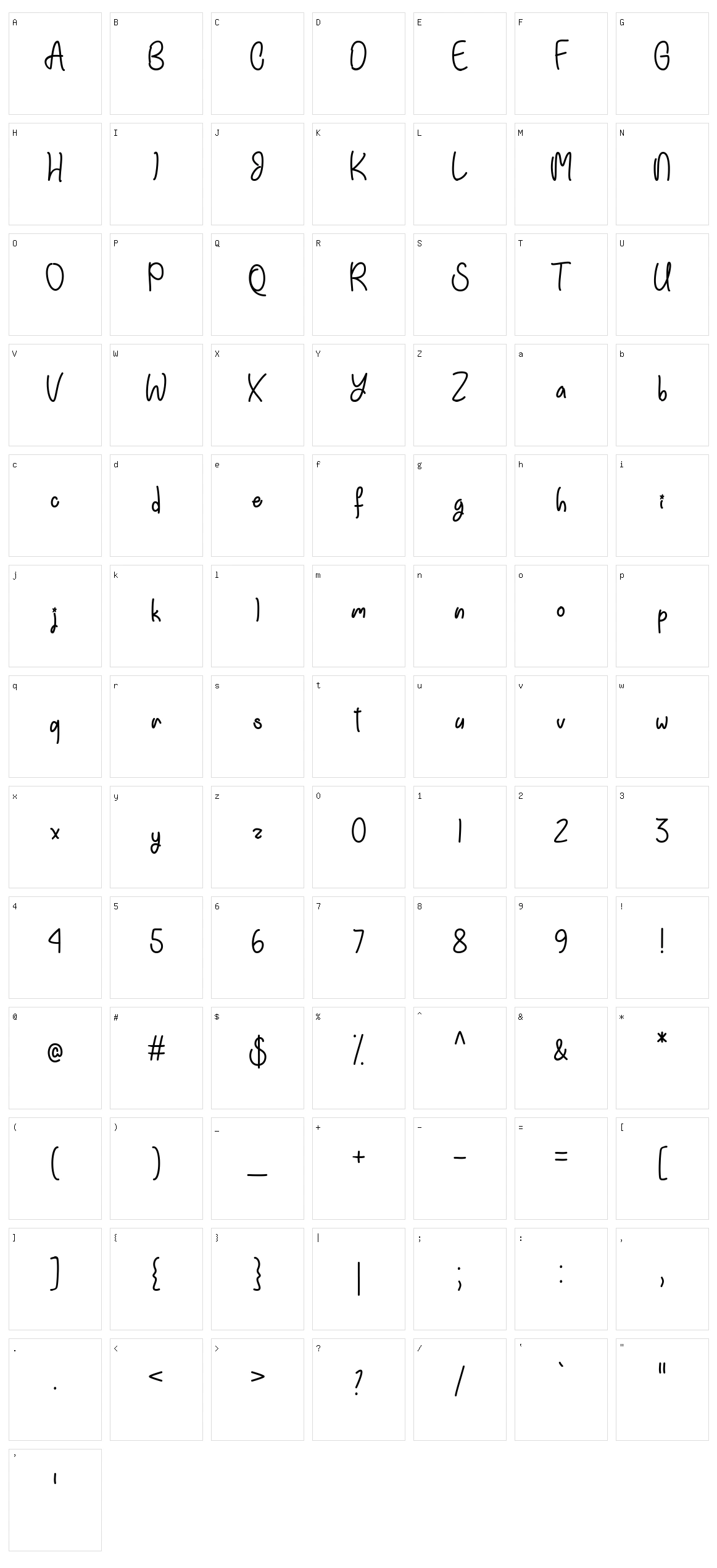 Einhorn Schrift Character Set