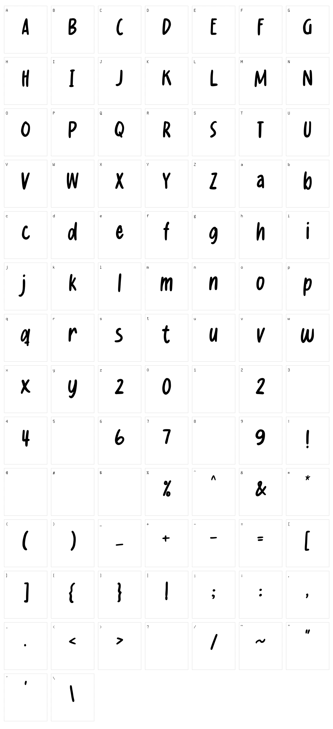 Elfinotes Character Set