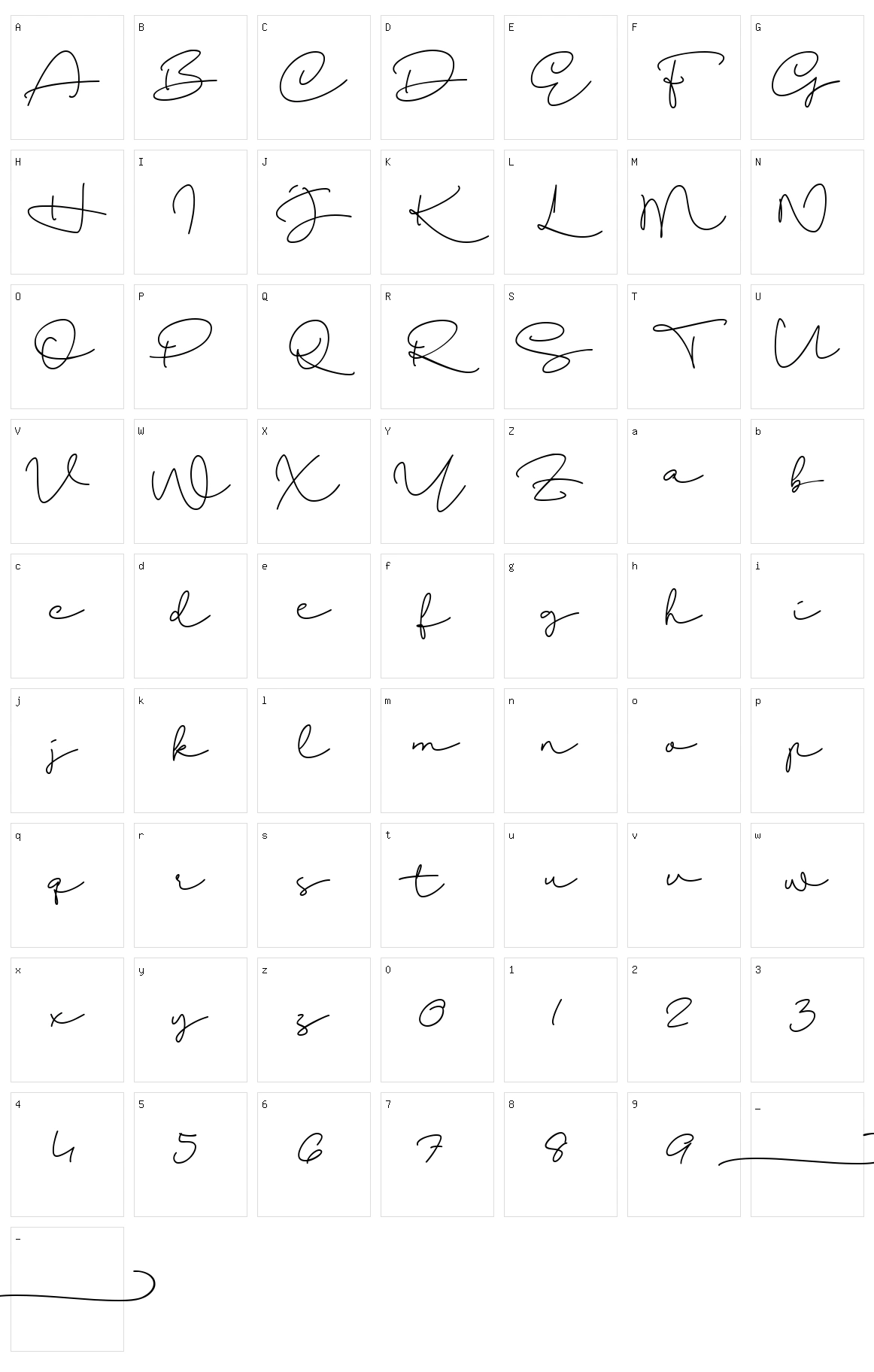 Elista Character Set