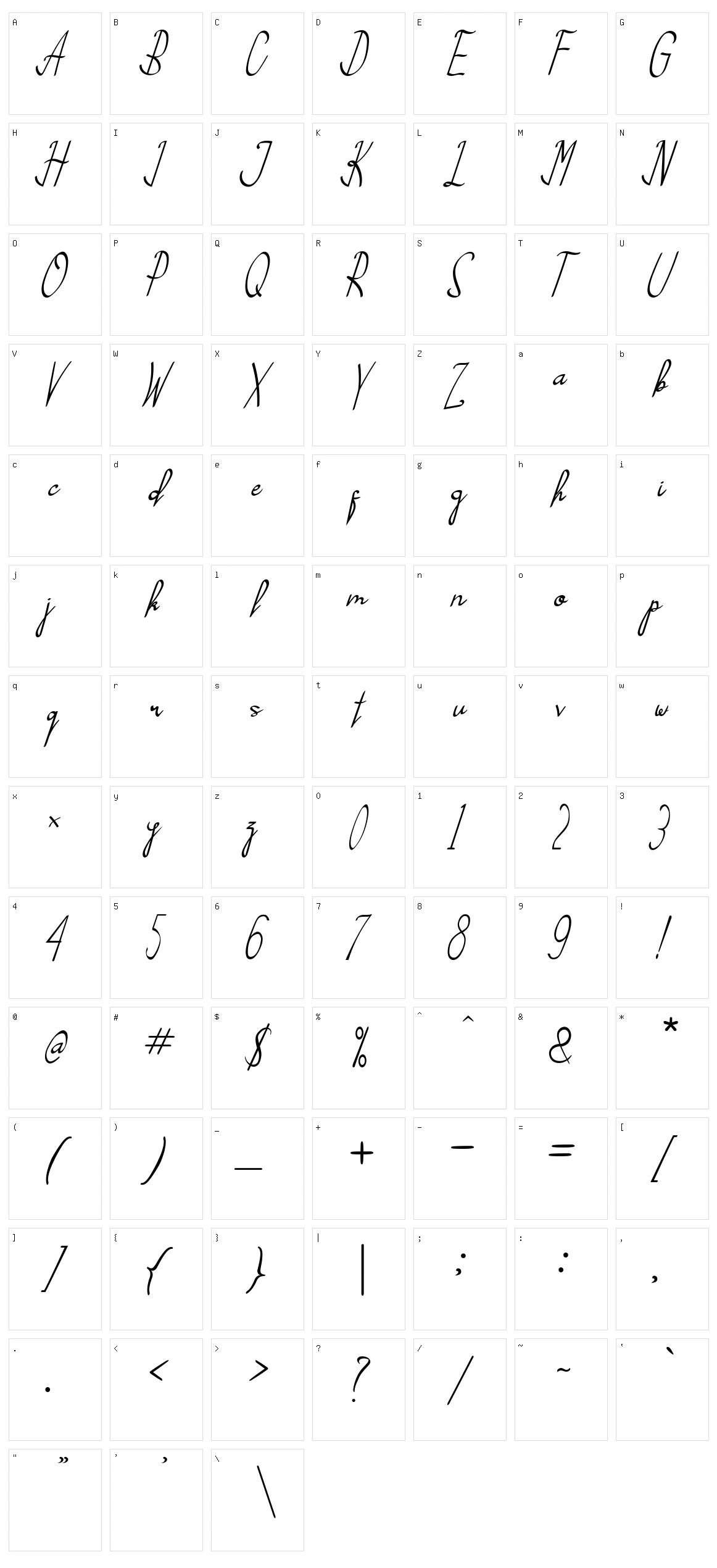Ellando Script Character Set