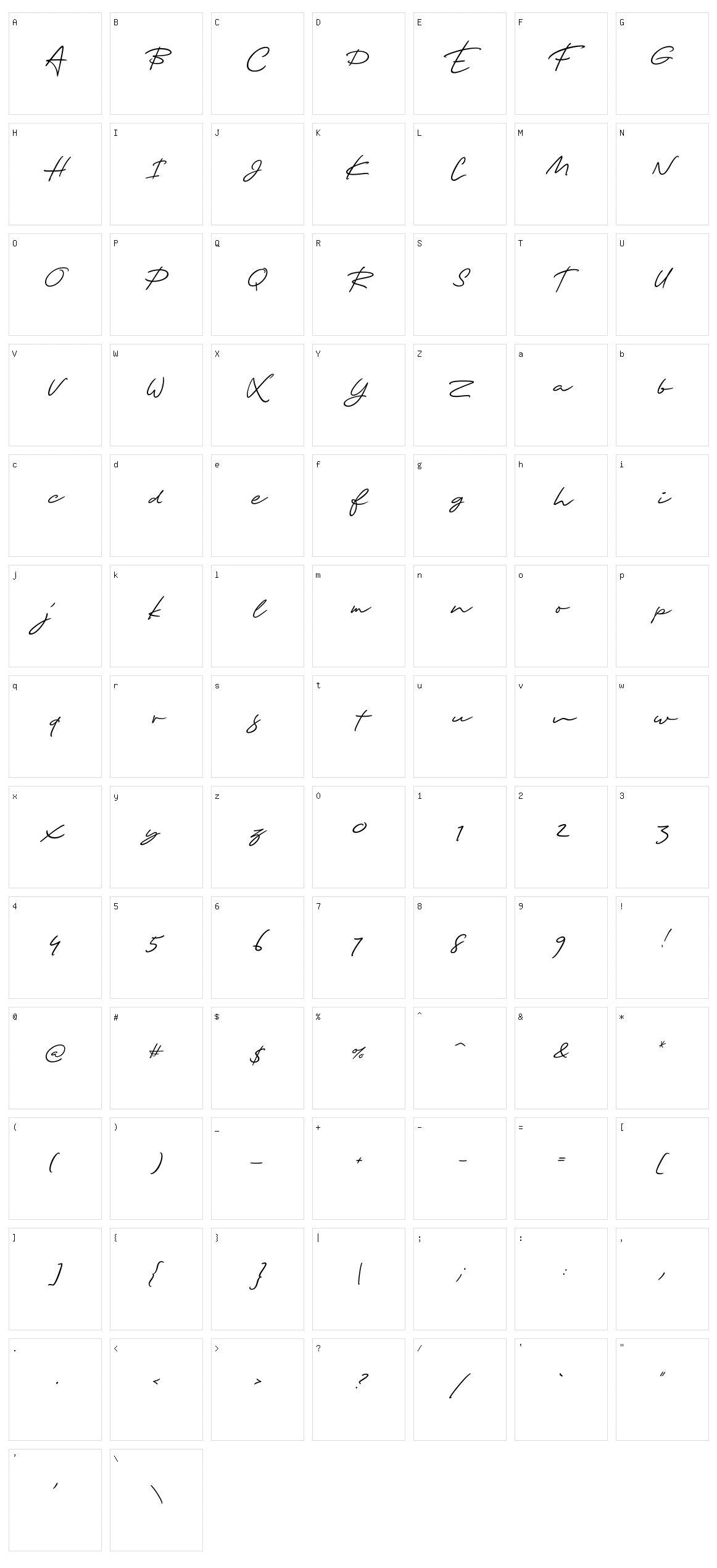 Ellie Script Character Set