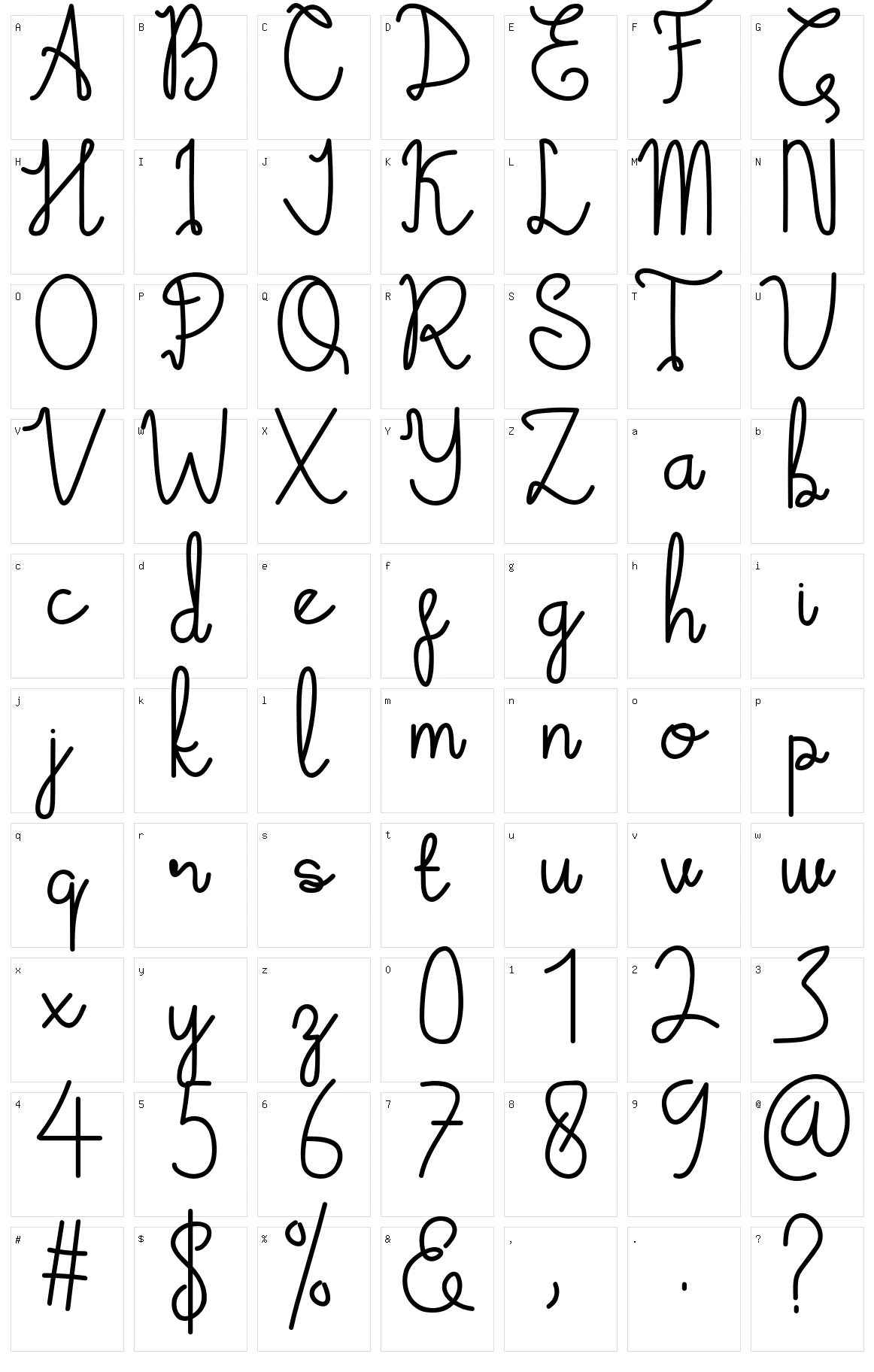 Emalia Script Character Set