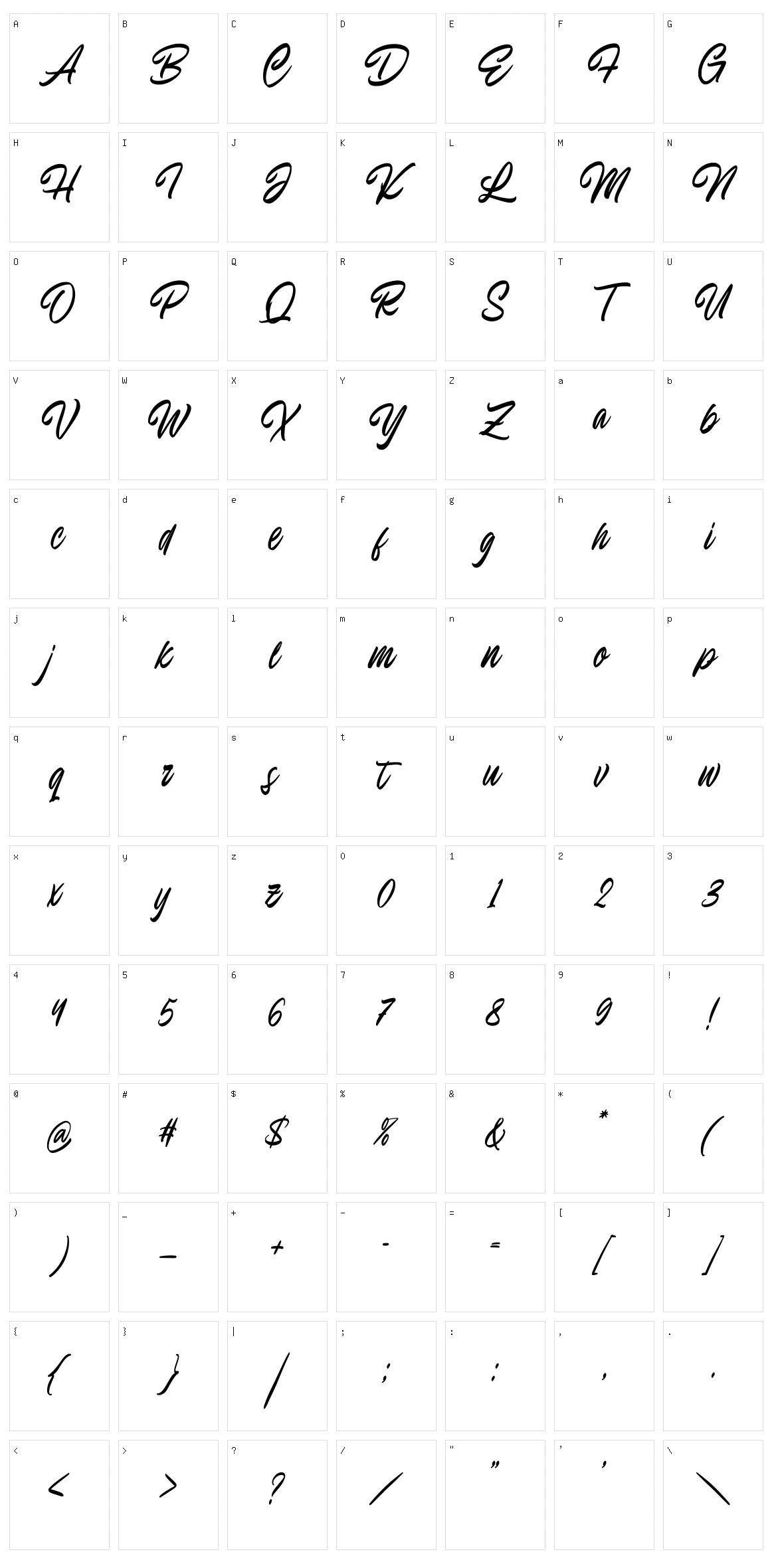 Endeline Script Character Set