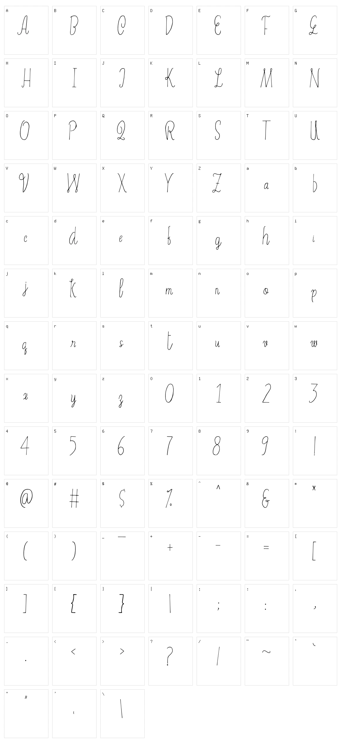 Erica Character Set