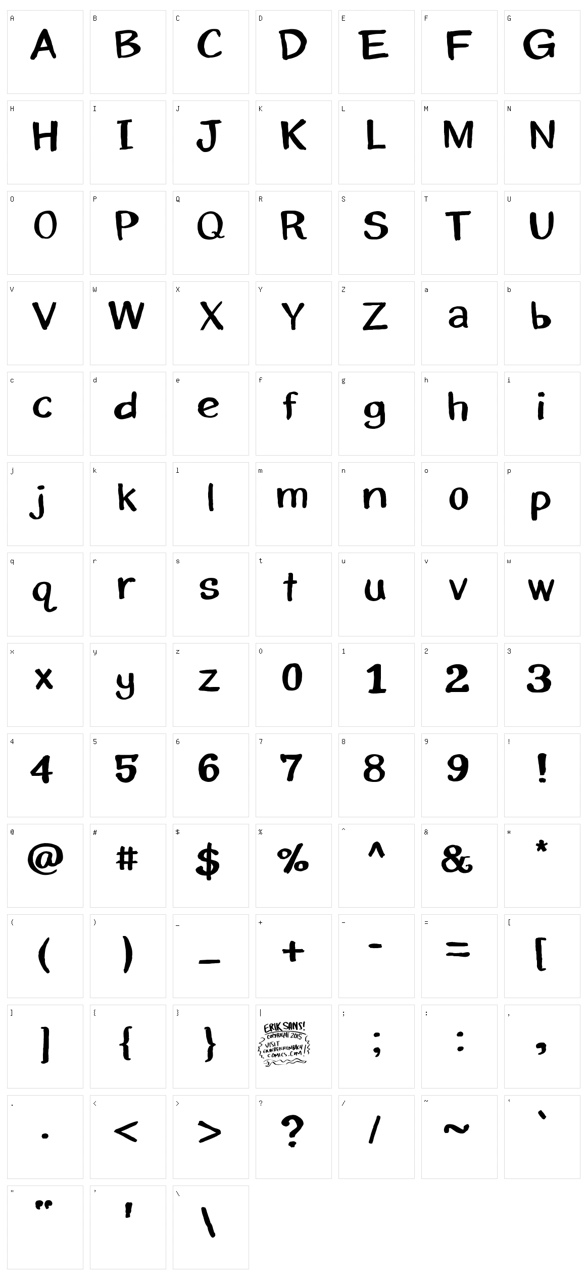 Erik Sans Character Set