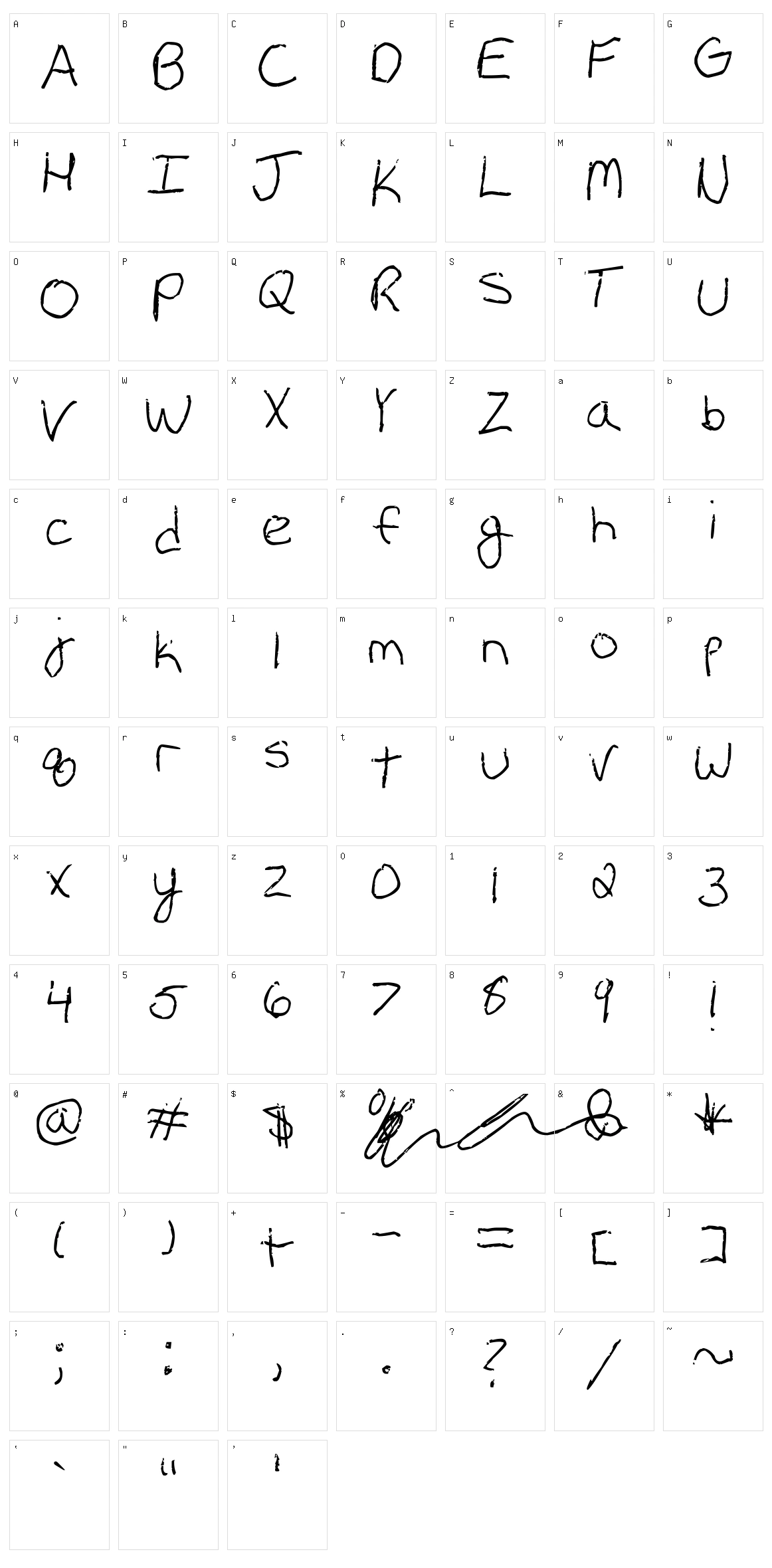 Erin's Handwriting Character Set