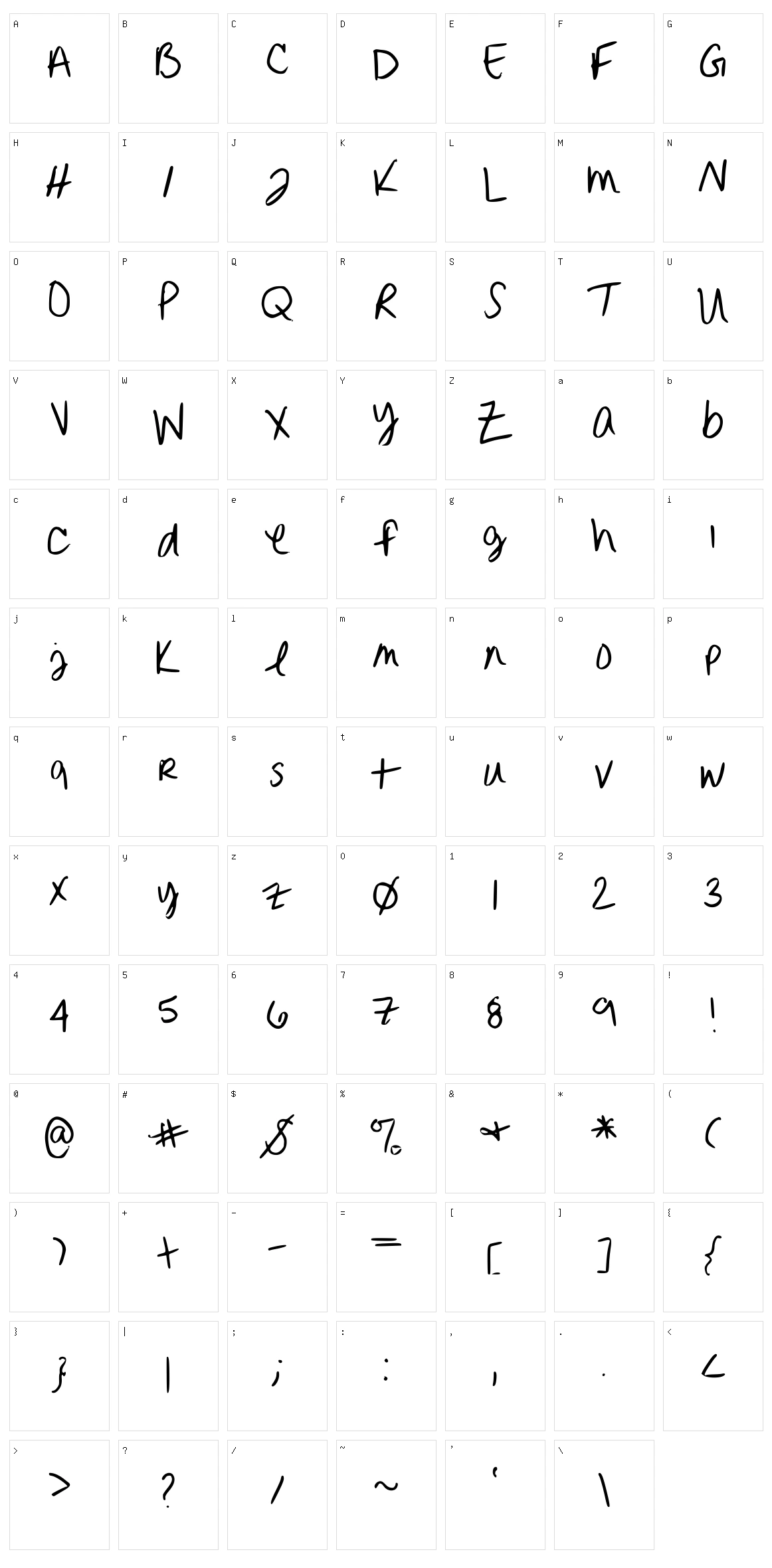 Erinn Handwriting Character Set