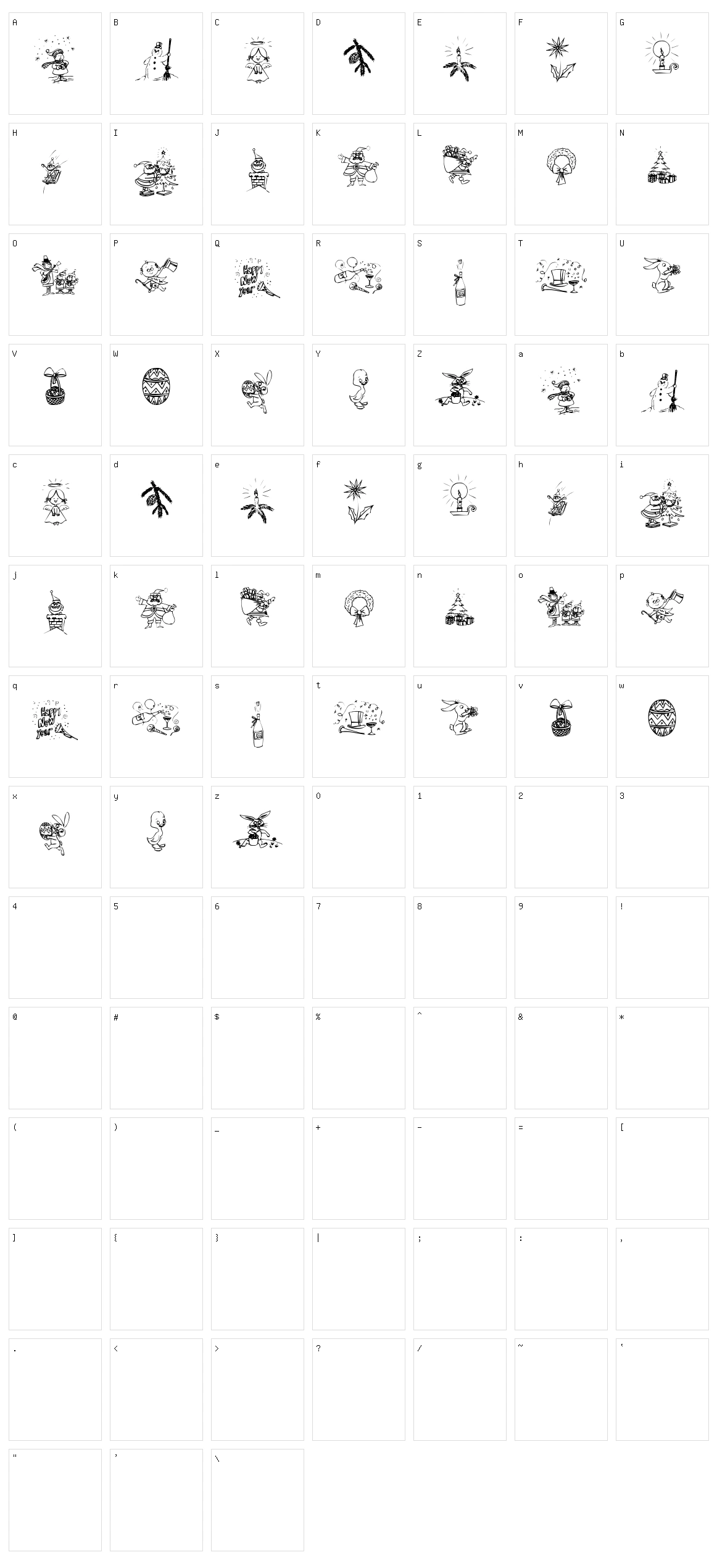 Typographers Holidayfont Character Set