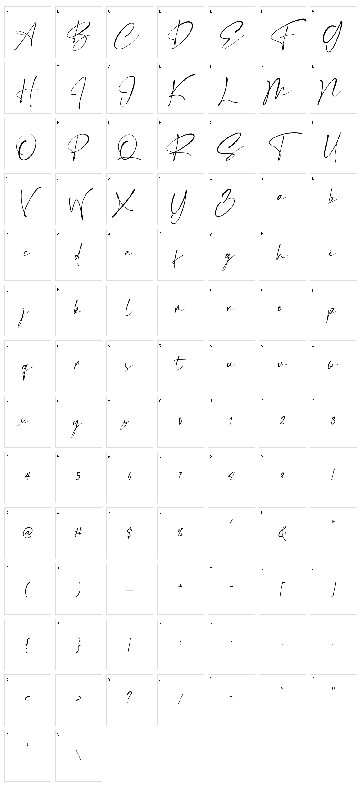 Estrada Signature Character Set