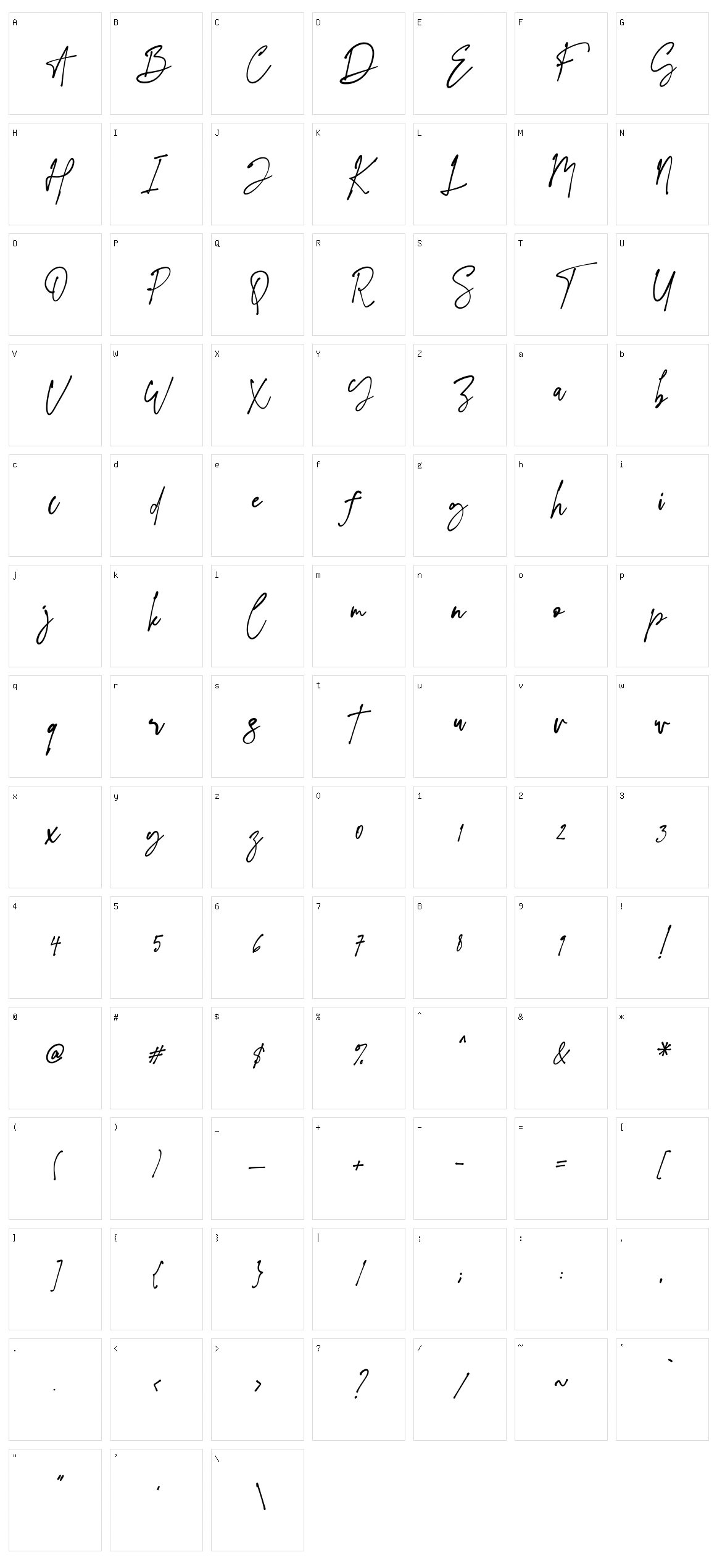 Evangelina Character Set