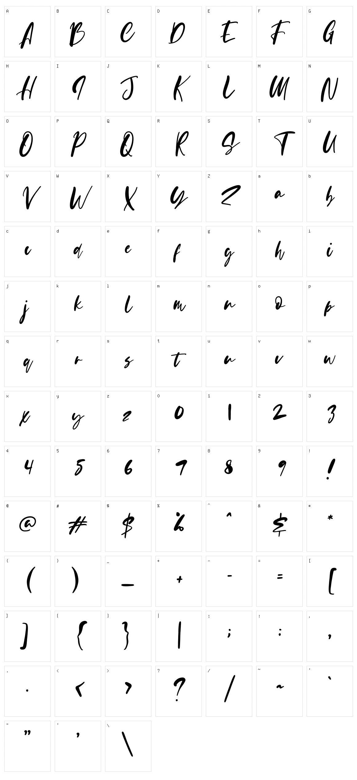 Evangeline Character Set