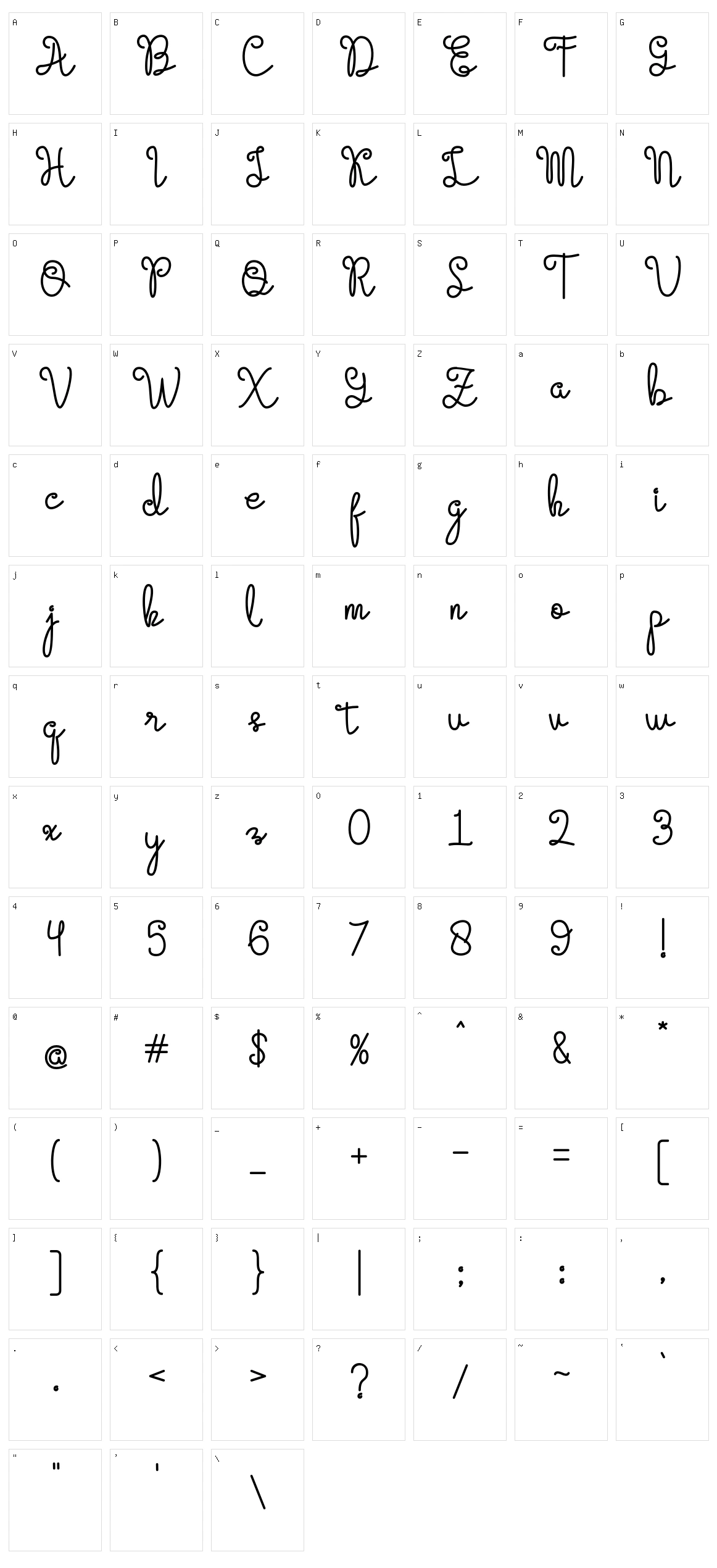 Evangetta Character Set