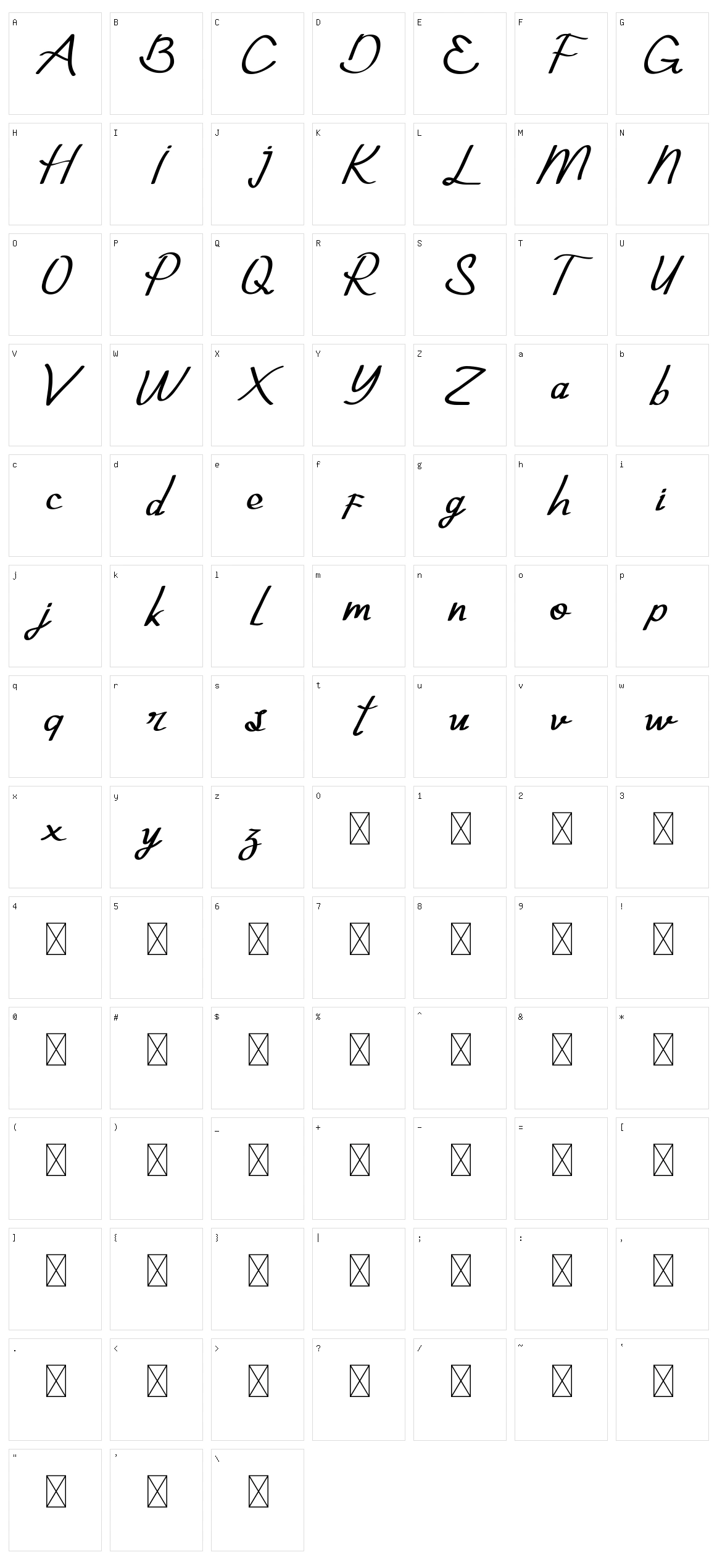 Exninja Caligraphy Character Set