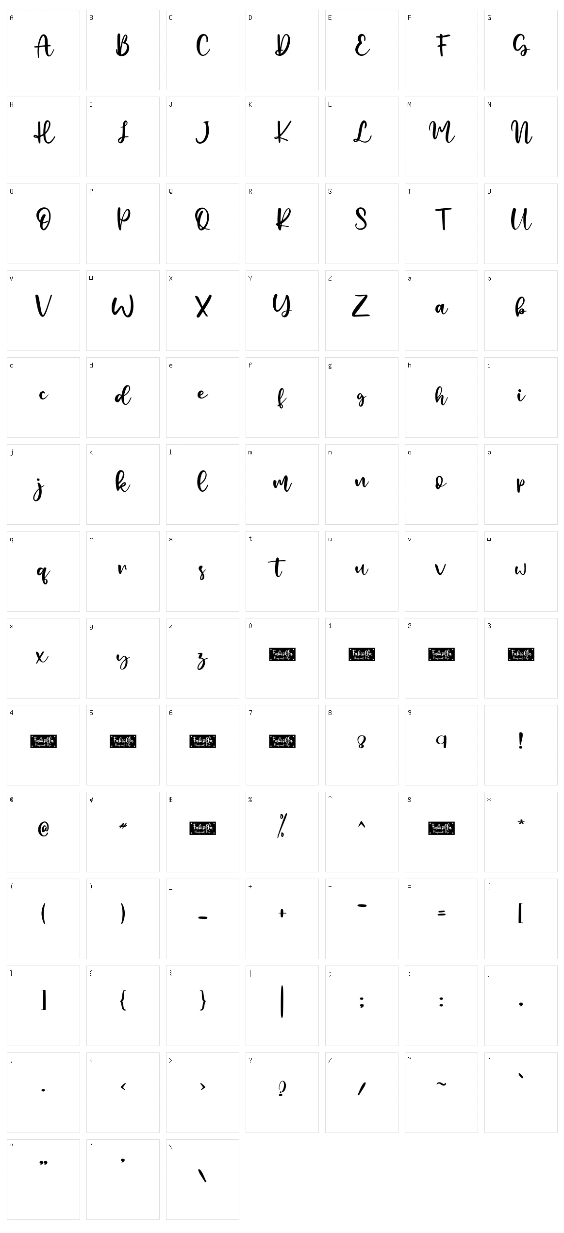 Fabiolla Character Set
