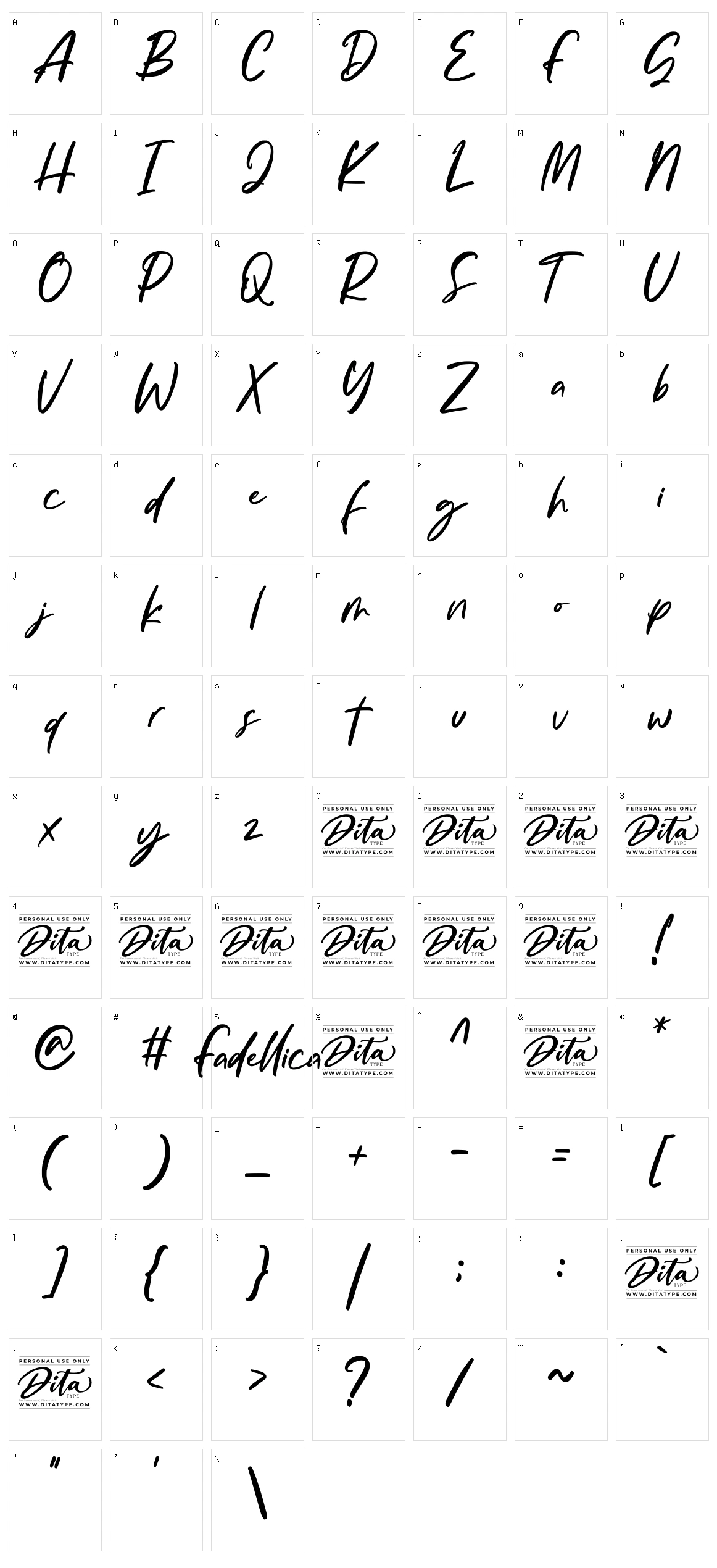 Fadellica Character Set