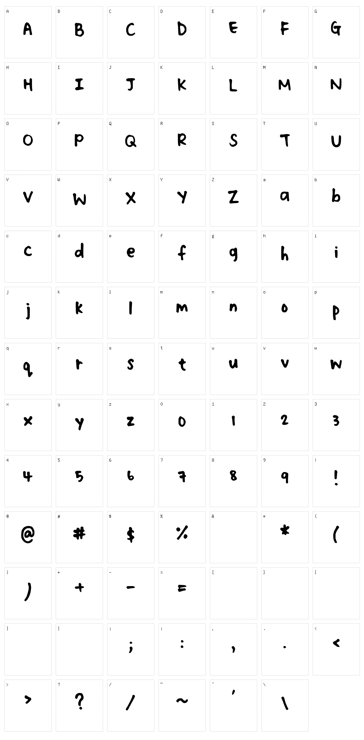 Faith Handwriting Character Set