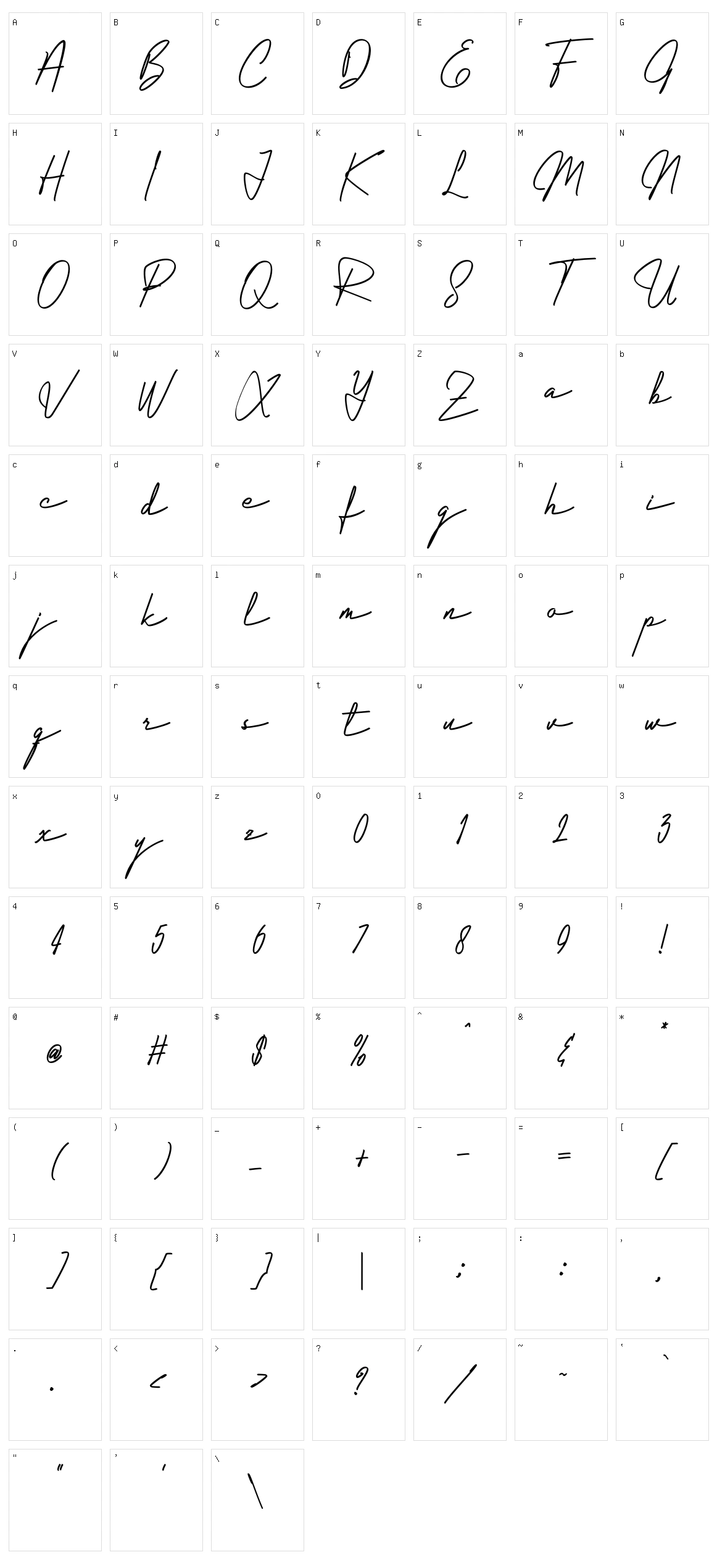 Falcon Character Set