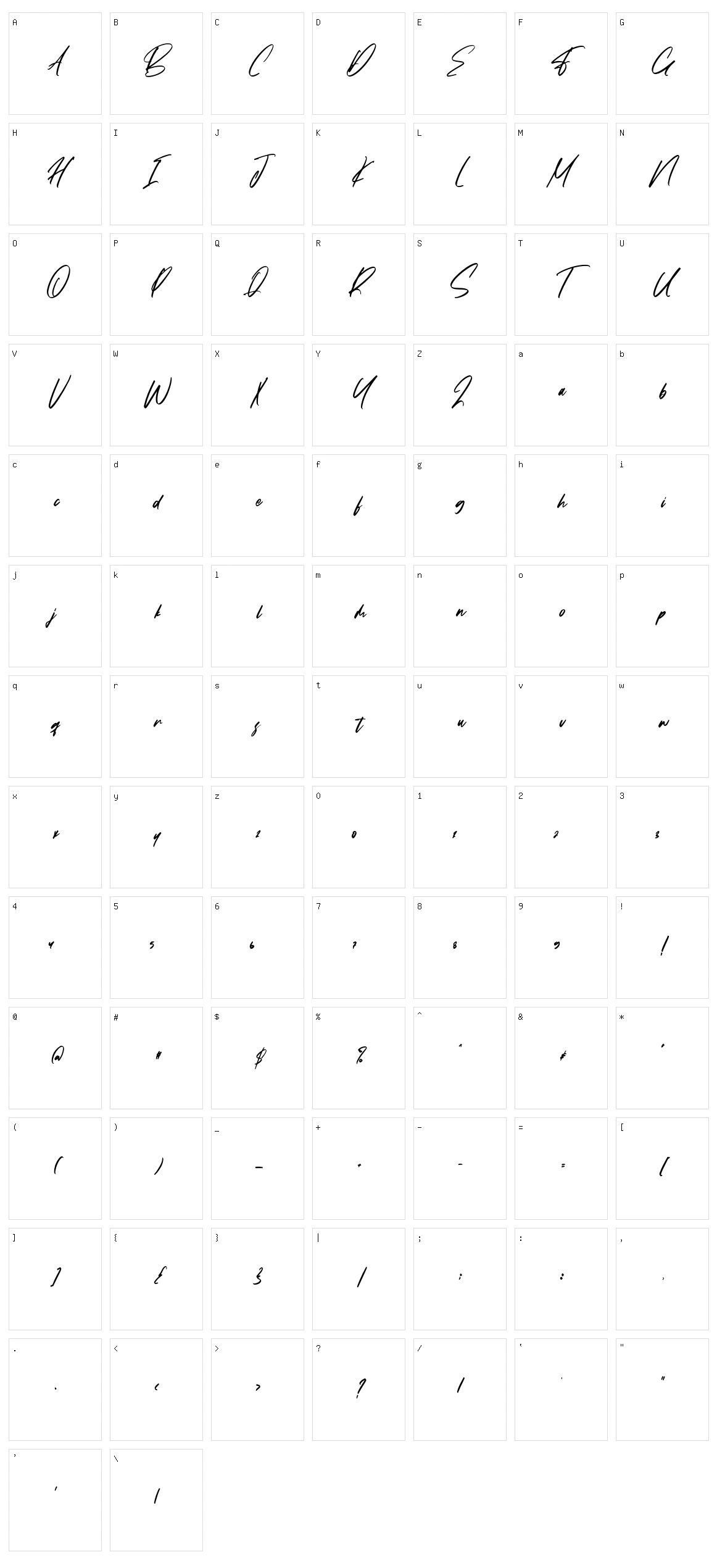 Falcon Harfing Character Set