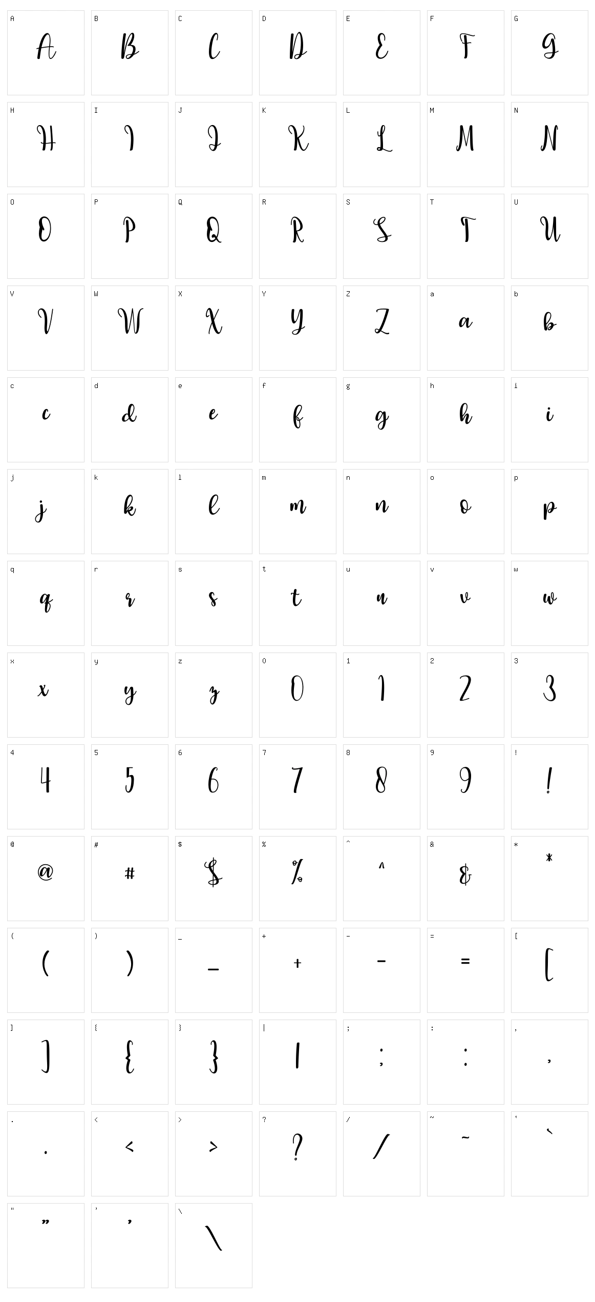 Falling Character Set