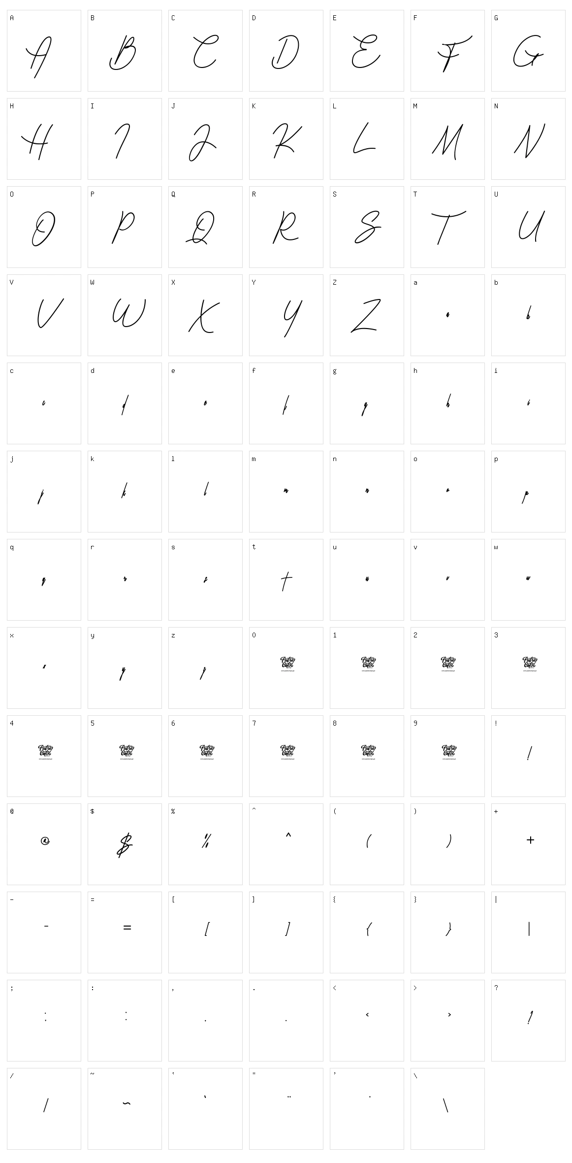 Falsetto Signature Character Set