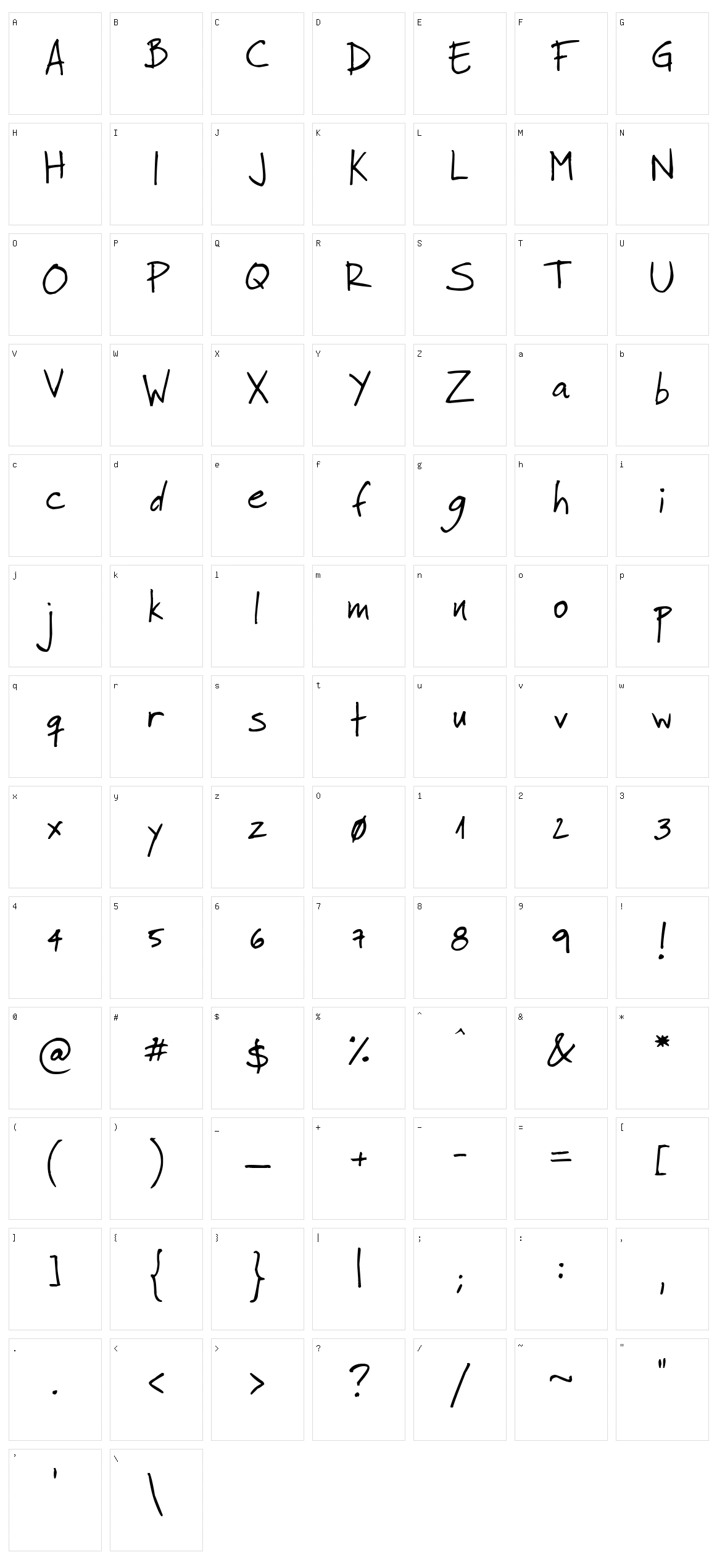 Faraco Hand Character Set