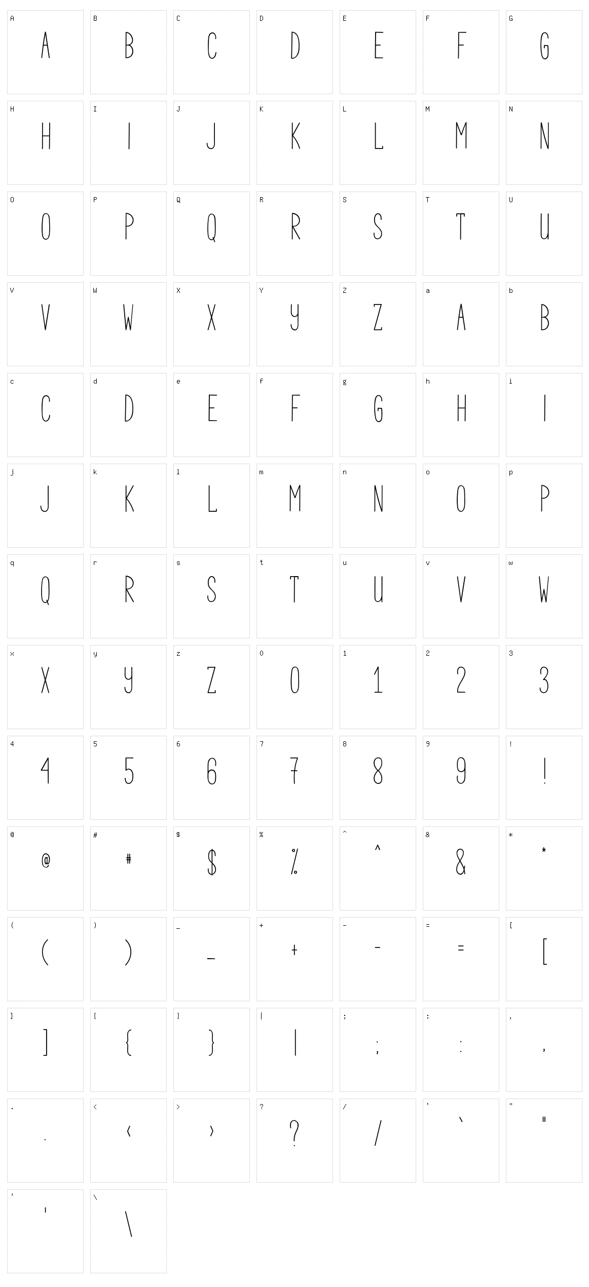 Farmilia Character Set