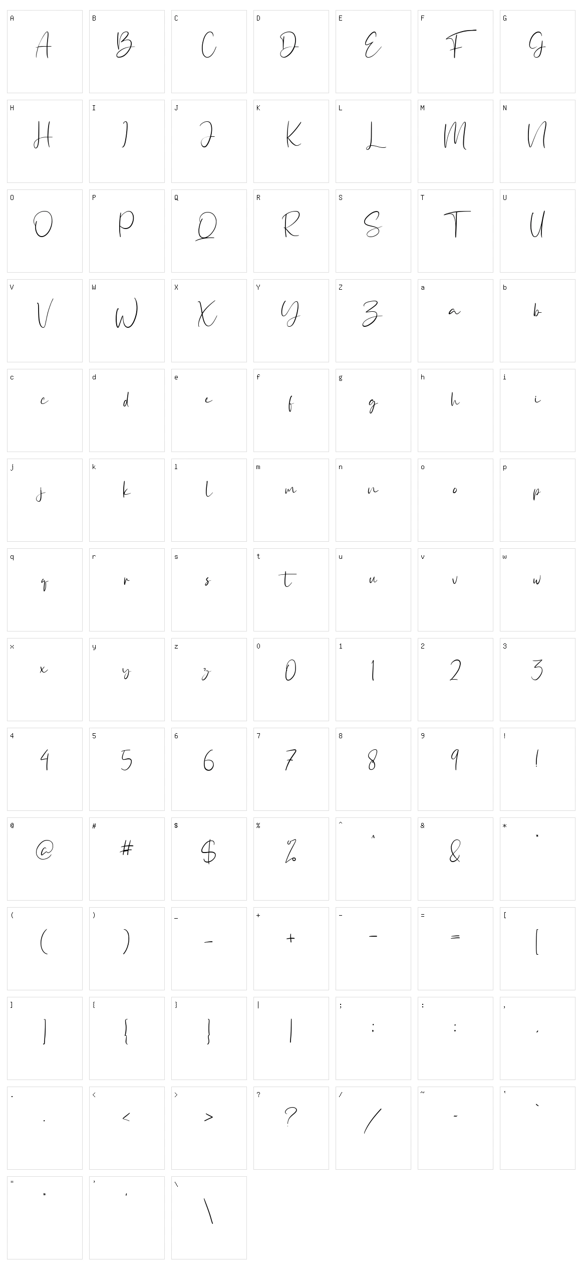 Fathony Script Character Set