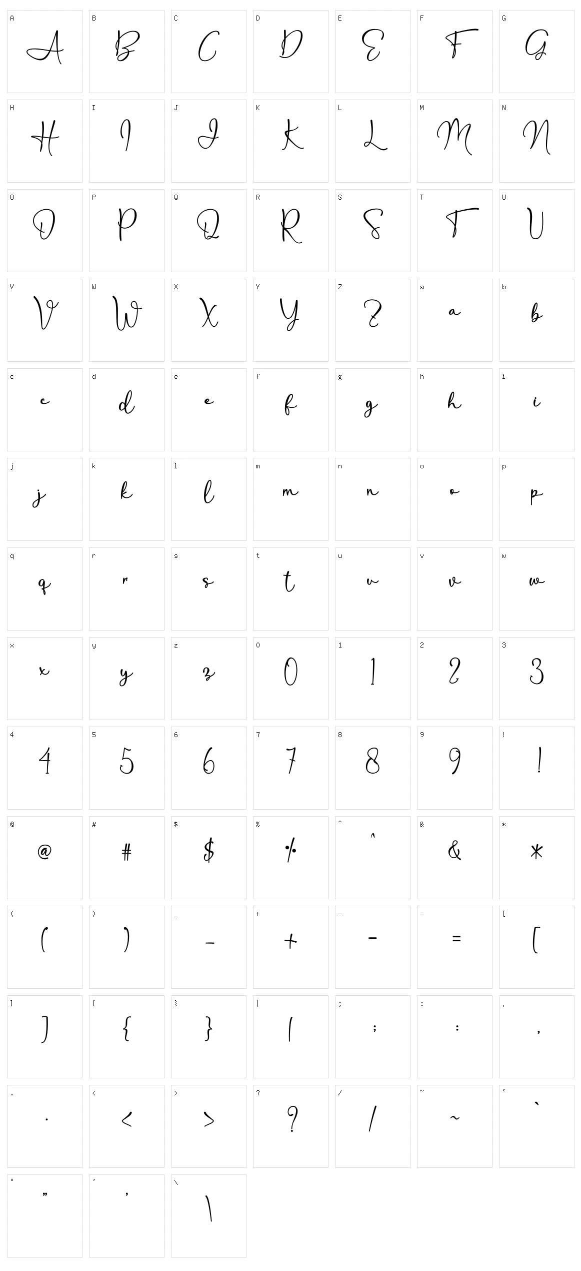 Febriella Character Set
