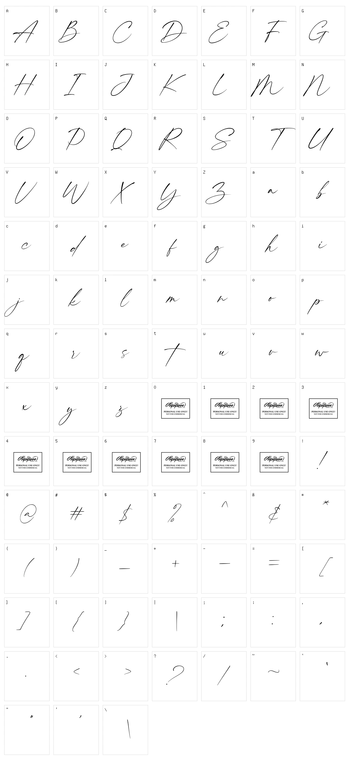 Felicity Character Set