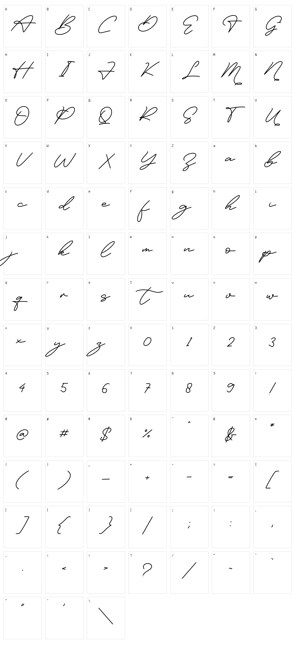 Felisia Character Set