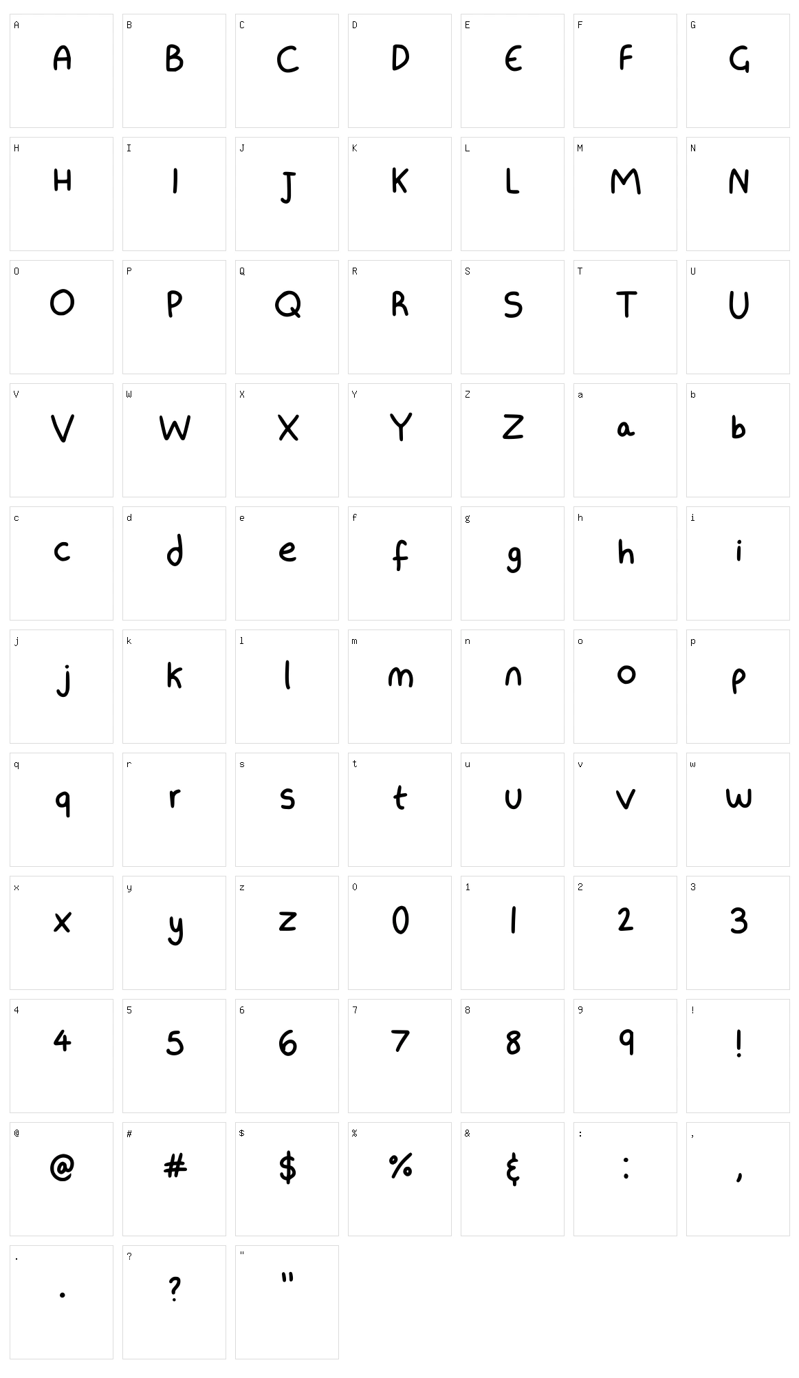 Felix writing 1 Character Set