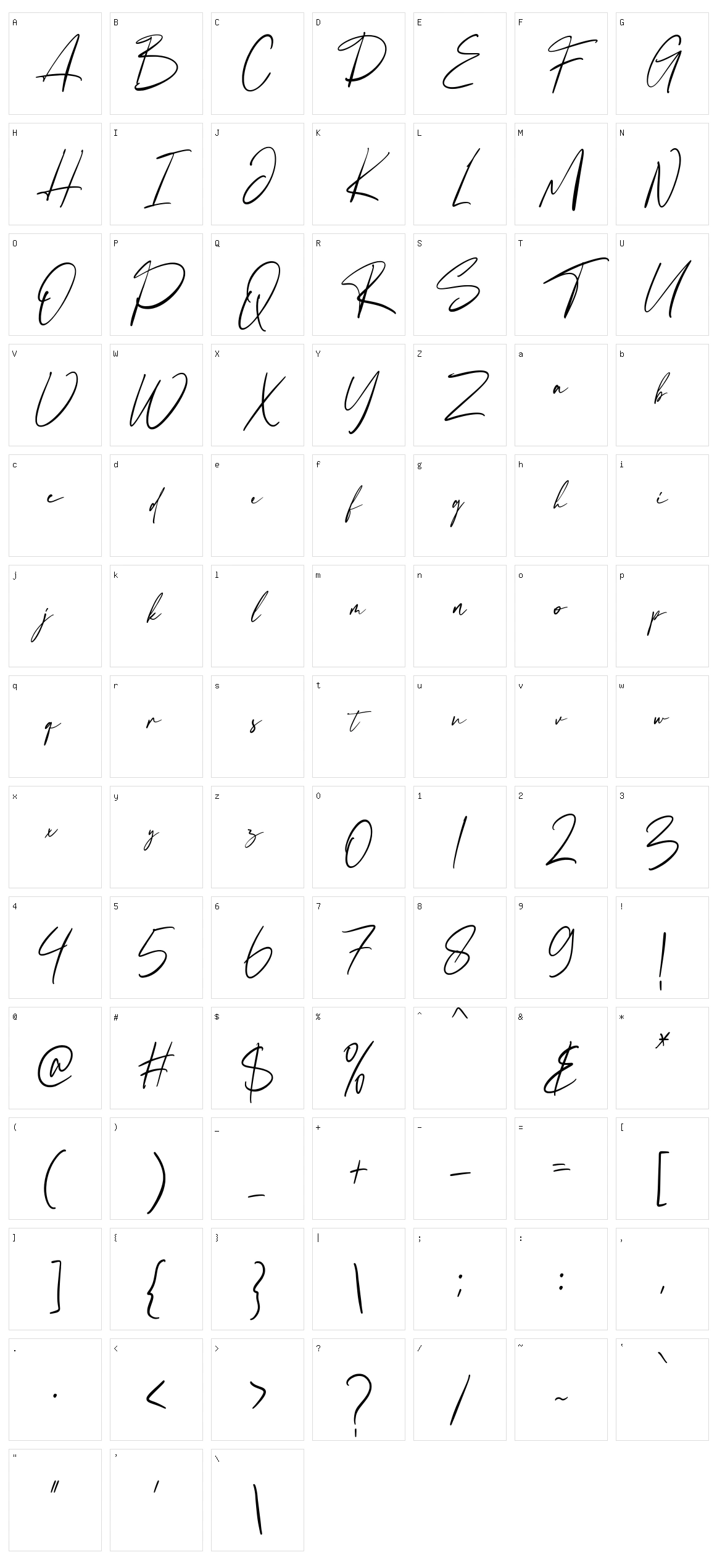 Fiamond Character Set