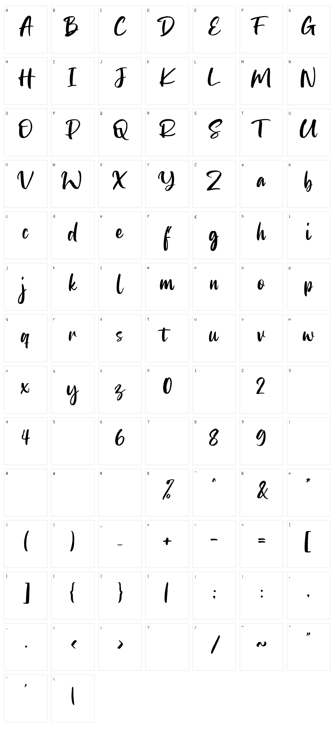 Finabilla Character Set