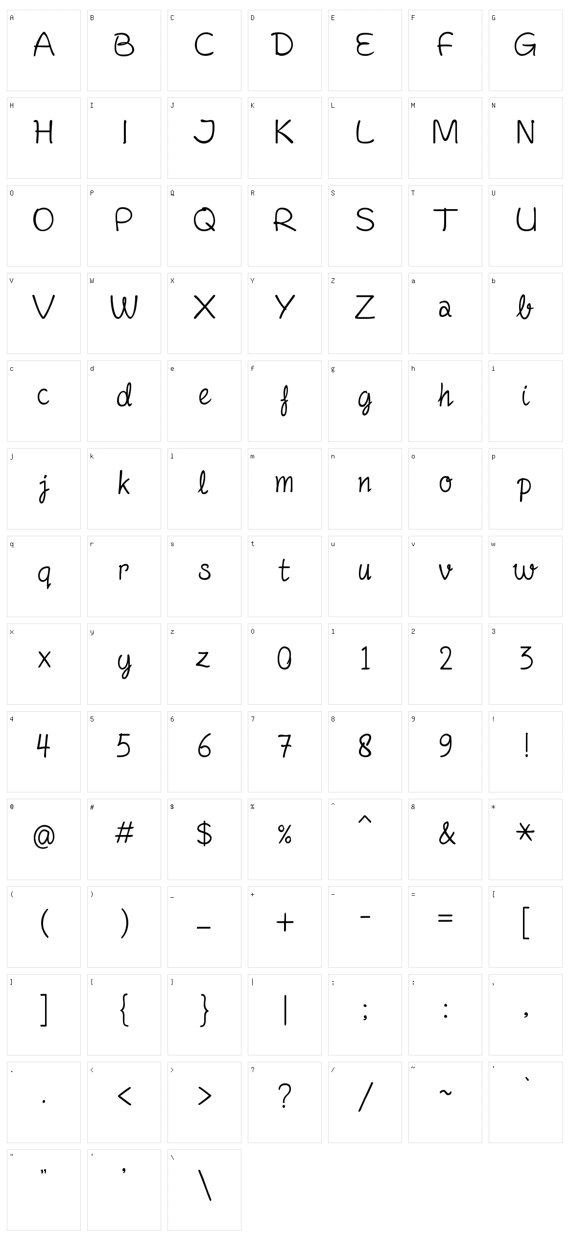 Fineliner Script Character Set