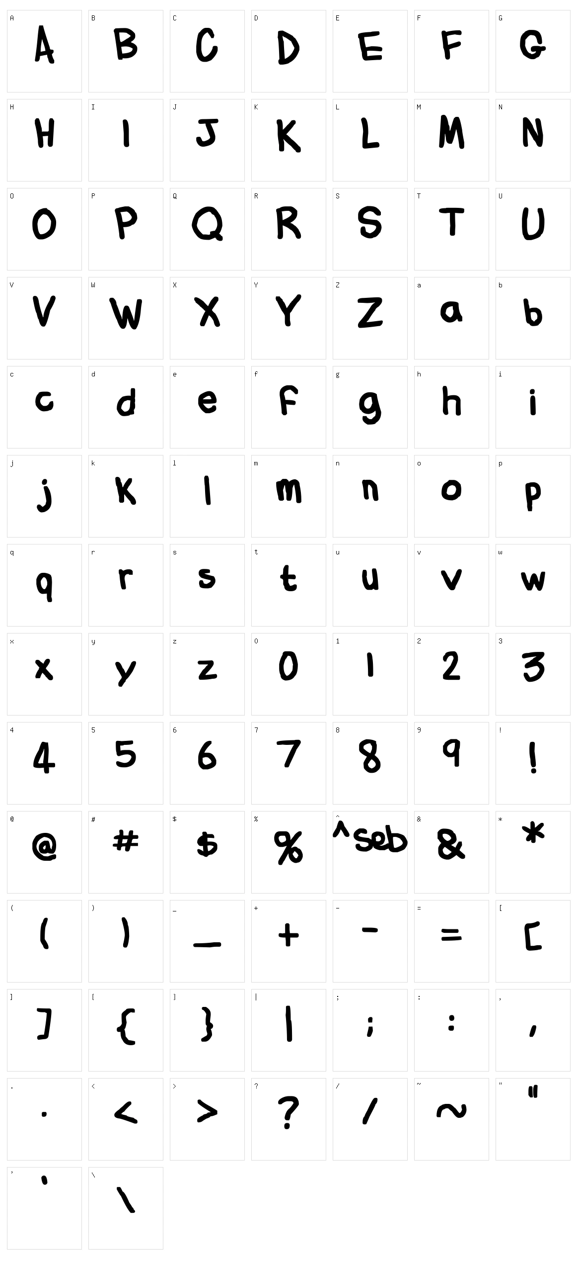 Flabby Bums Handwriting Character Set