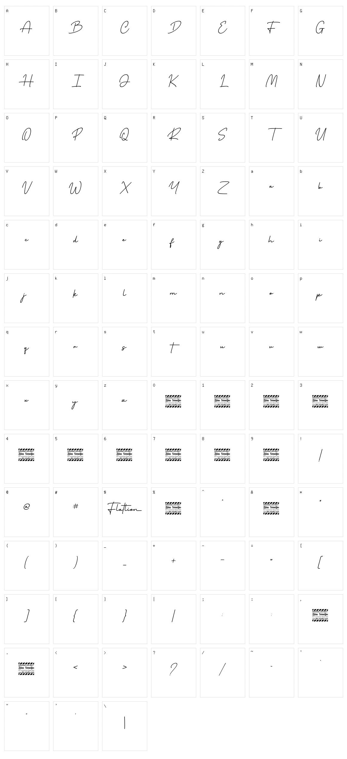 Flatlion Character Set