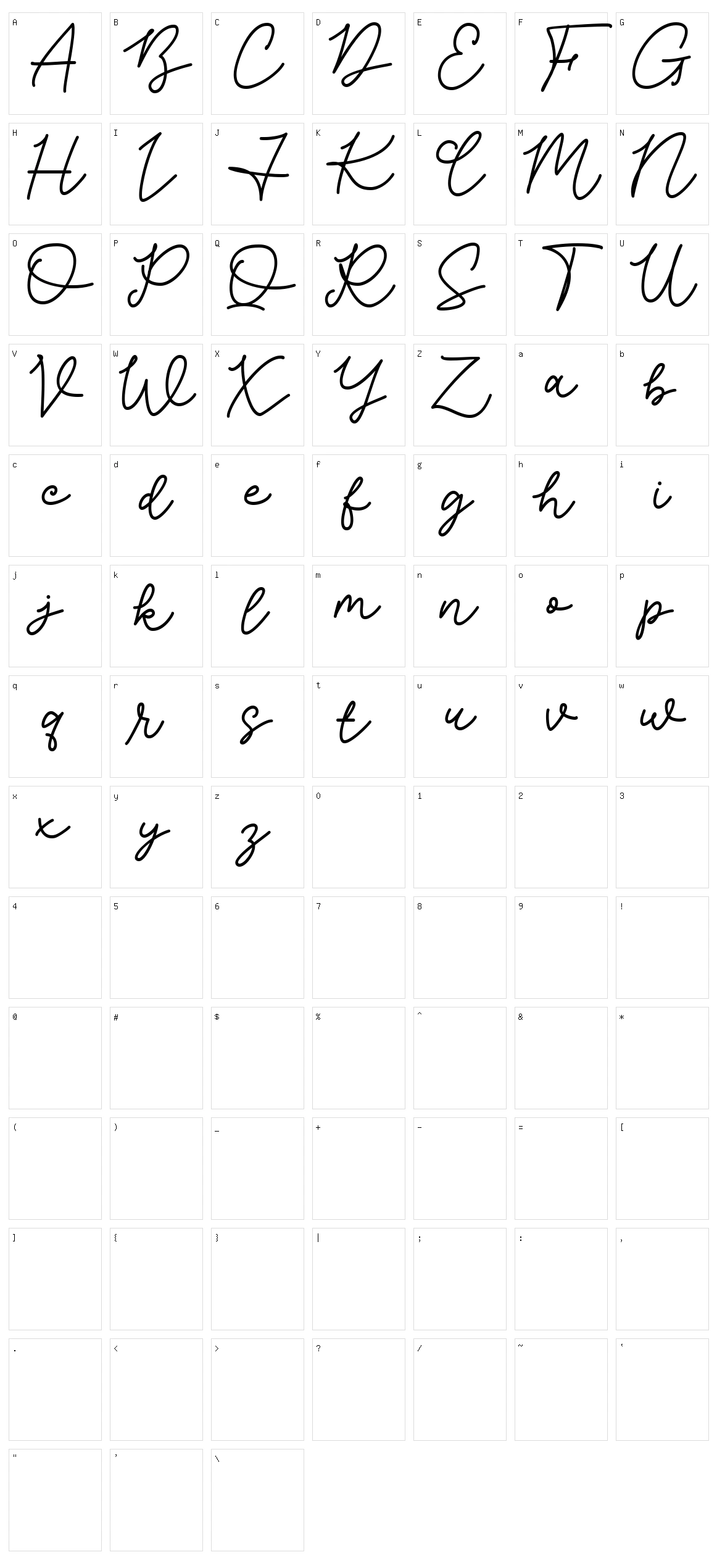 Flowing Waltz Character Set