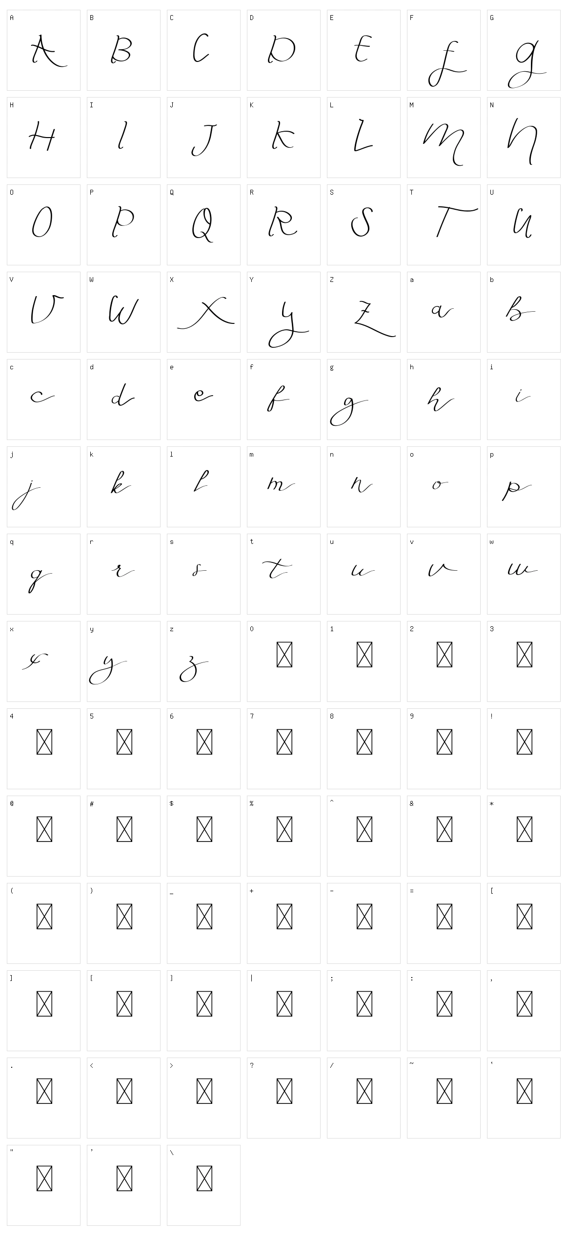 Fly Feather Script Character Set