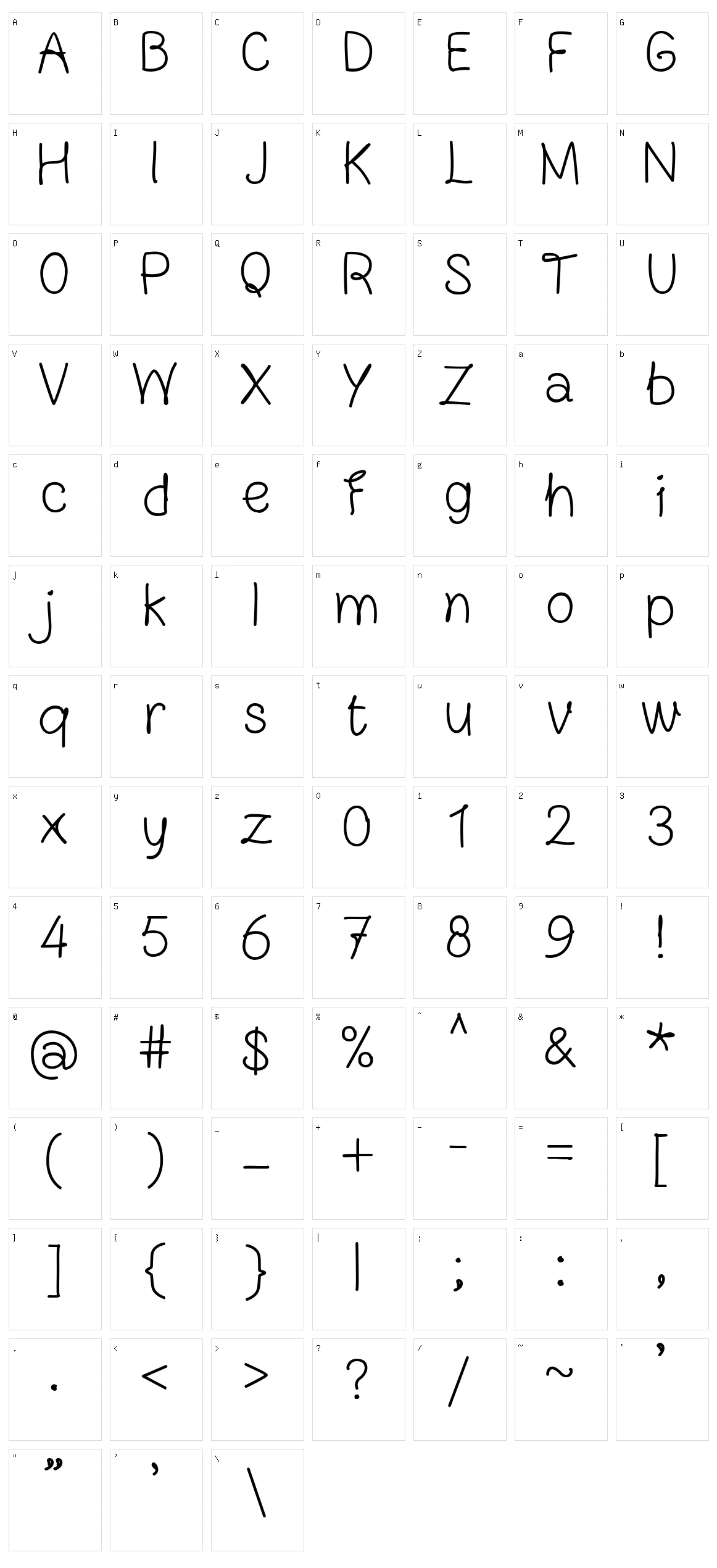 FN Blocknote Hand Character Set