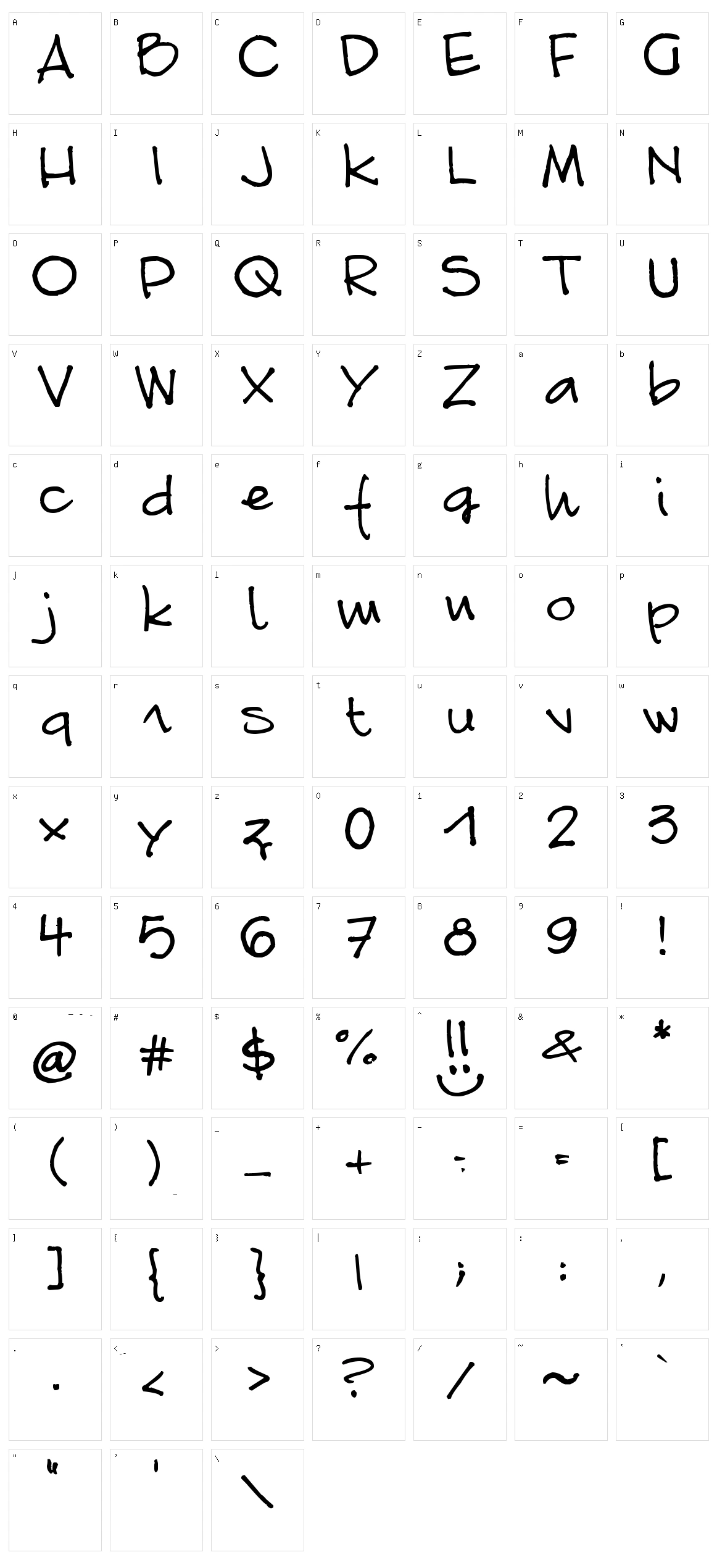 Font Linda.Sciutto Character Set