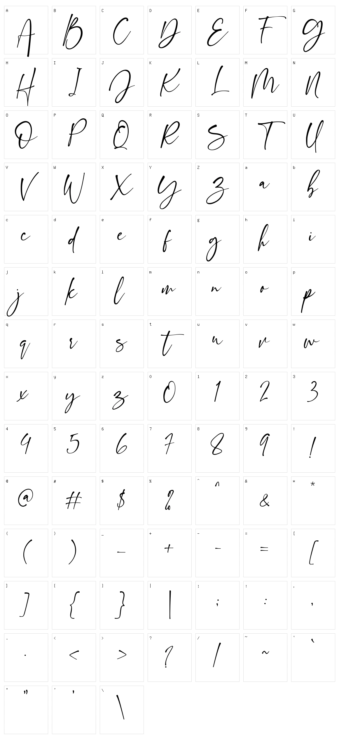 Forestea Script Character Set