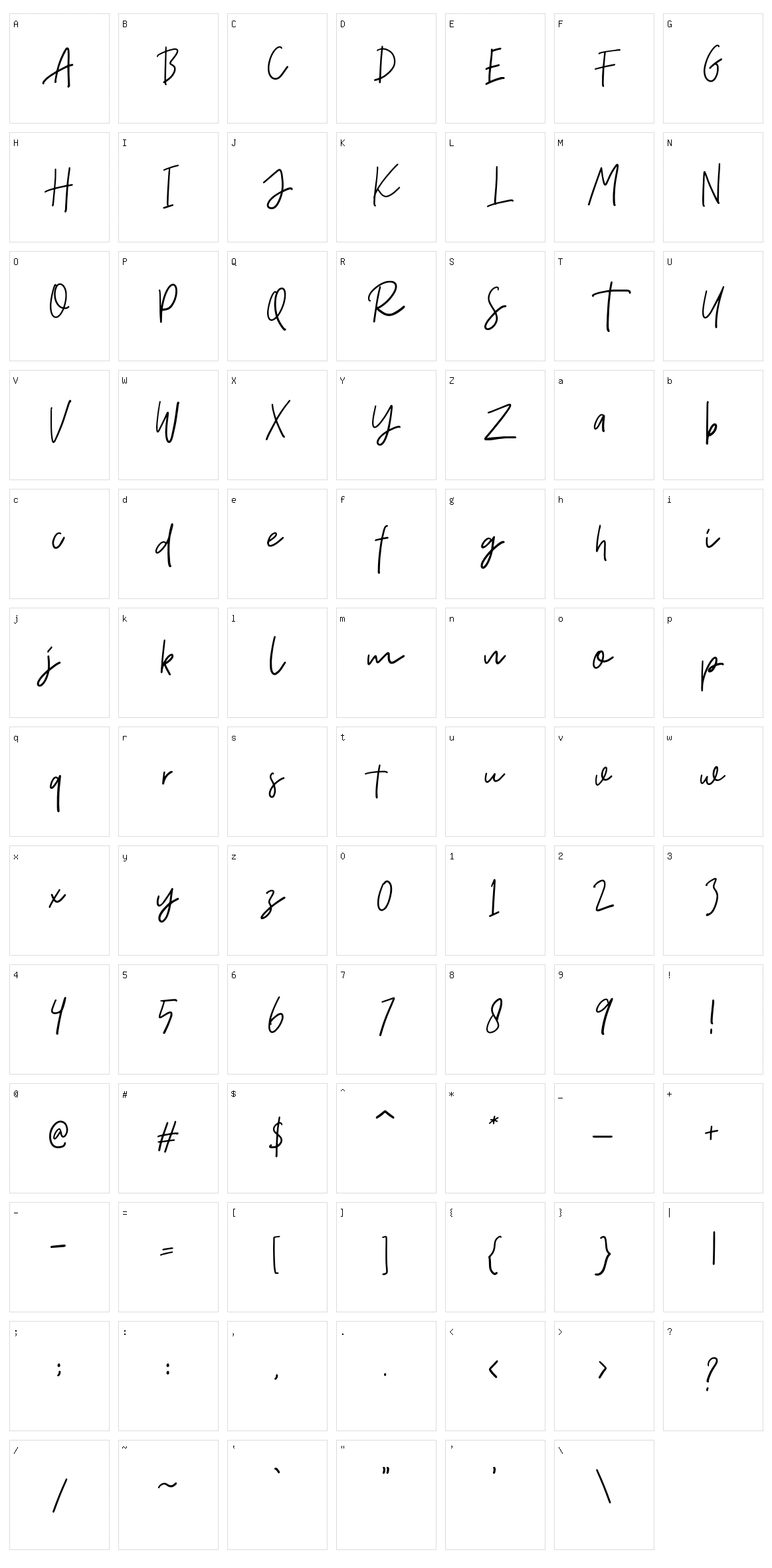 Fort Collins Script Character Set